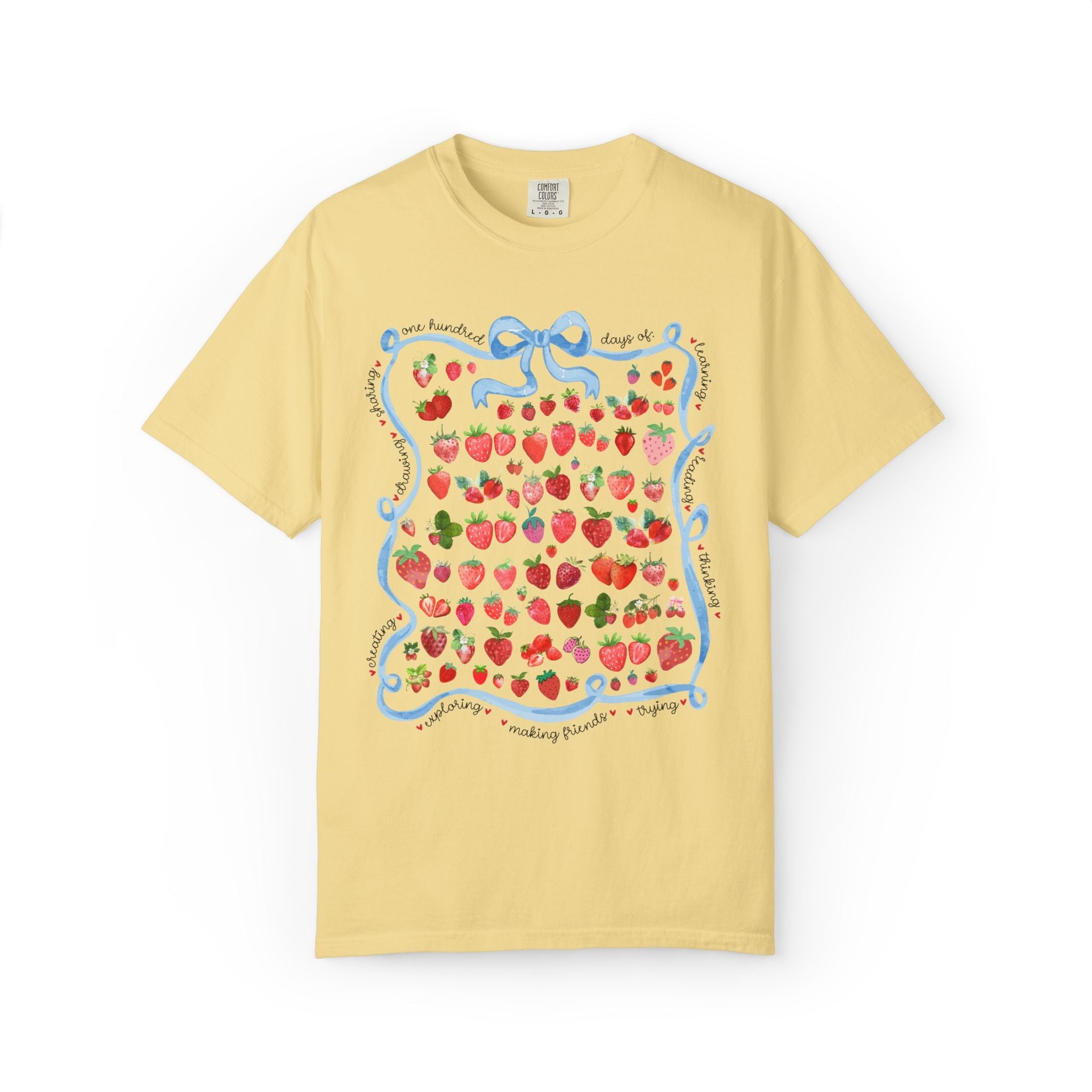 100 Days of Learning Strawberry T-Shirt with Bow - Opal and June