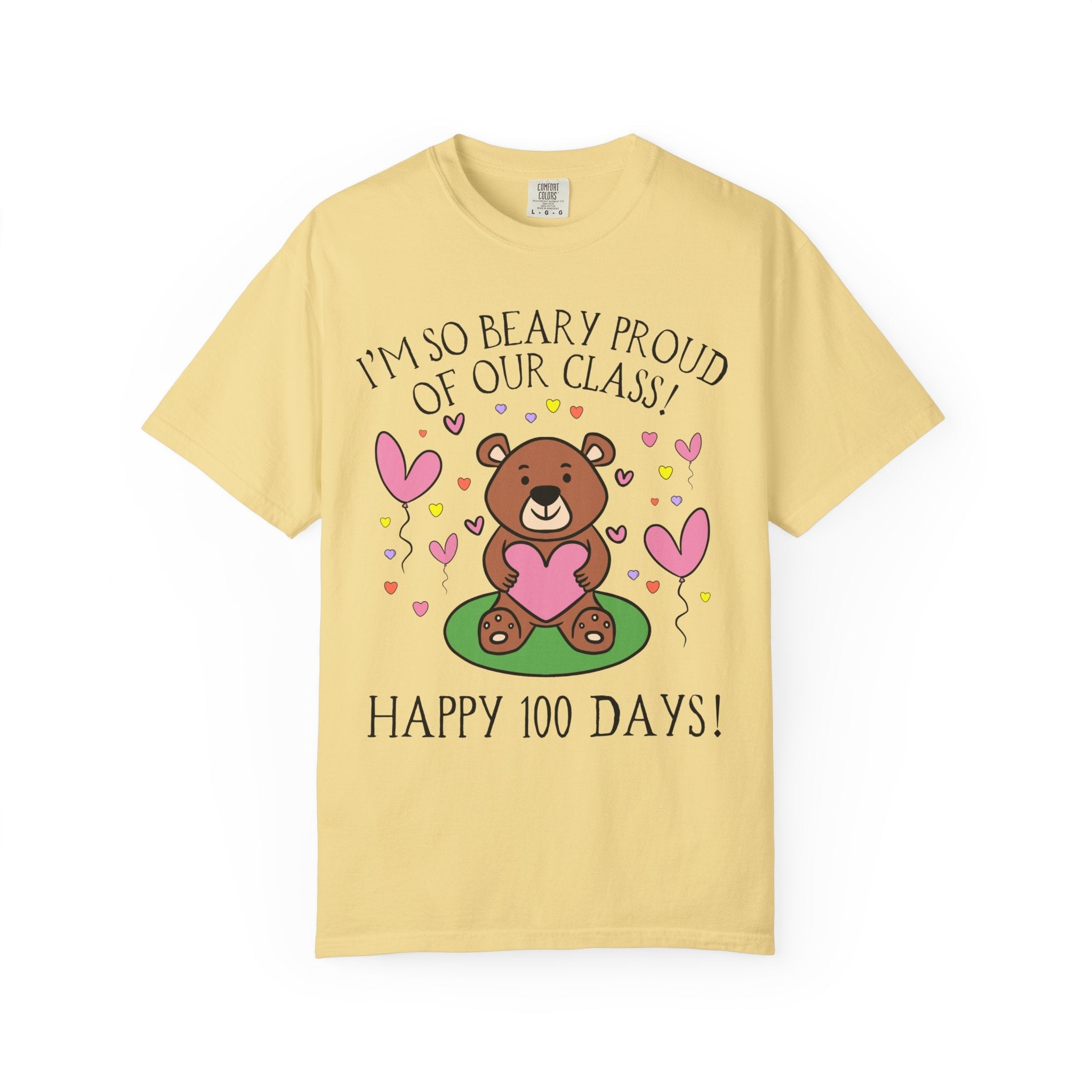 100 Days of School Kindergarten Crew or First Grade Teacher Team Matching Shirt with Funny Saying, Dreamcore Bear T-Shirt with Hearts - Opal and June