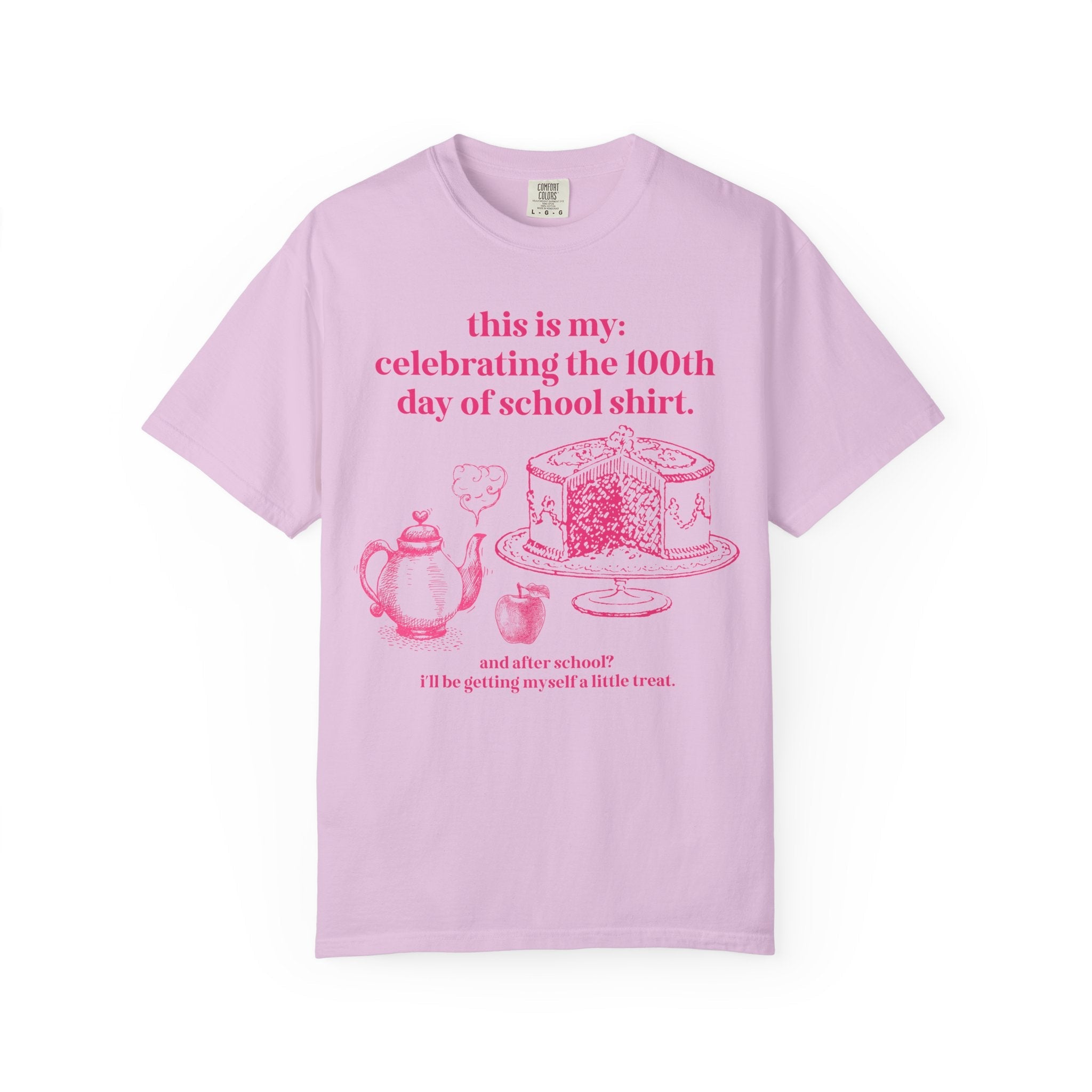 100 Days of School Matching Teacher T-Shirt with Hot Pink Aesthetic: Funny Sarcastic 100th Day of School T-Shirt for Middle School Teacher - Opal and June