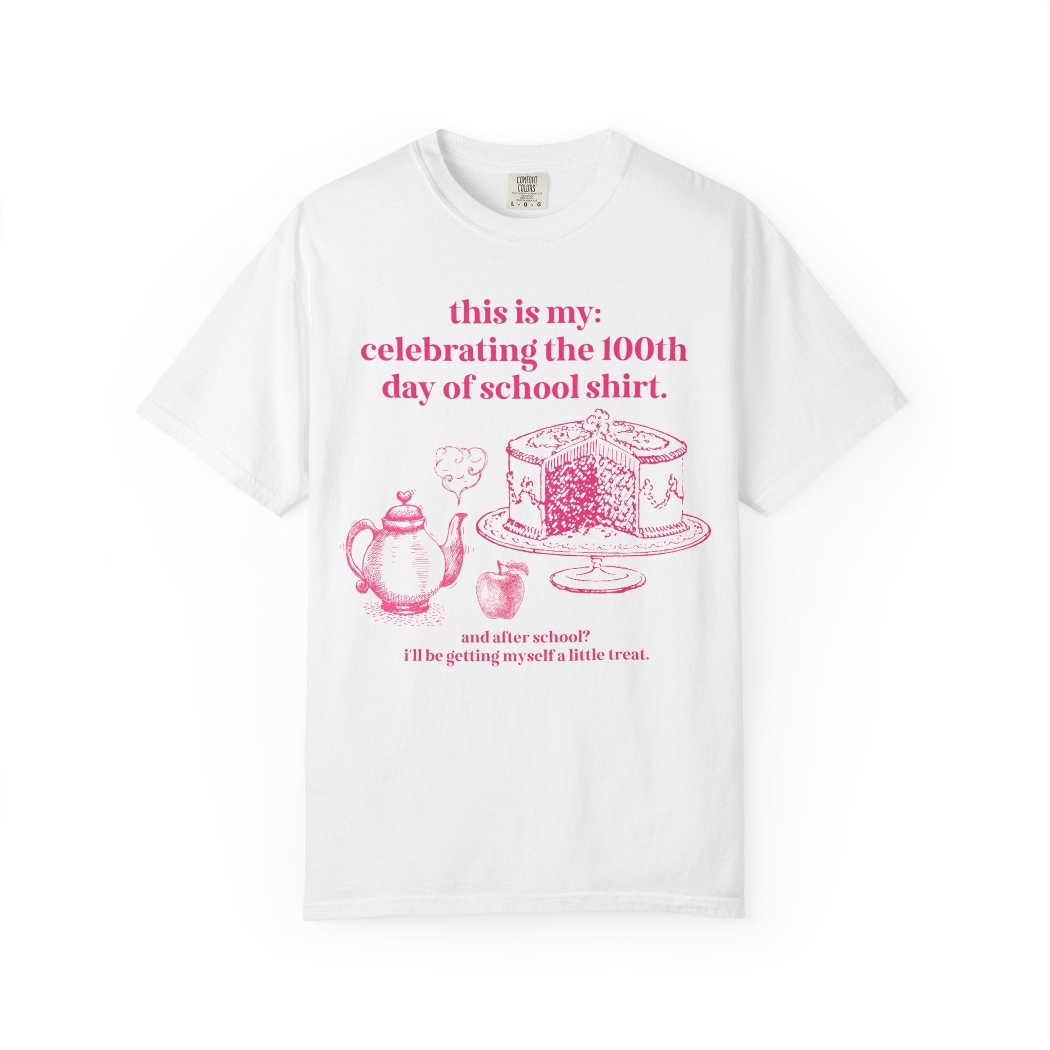 100 Days of School Matching Teacher T-Shirt with Hot Pink Aesthetic: Funny Sarcastic 100th Day of School T-Shirt for Middle School Teacher - Opal and June