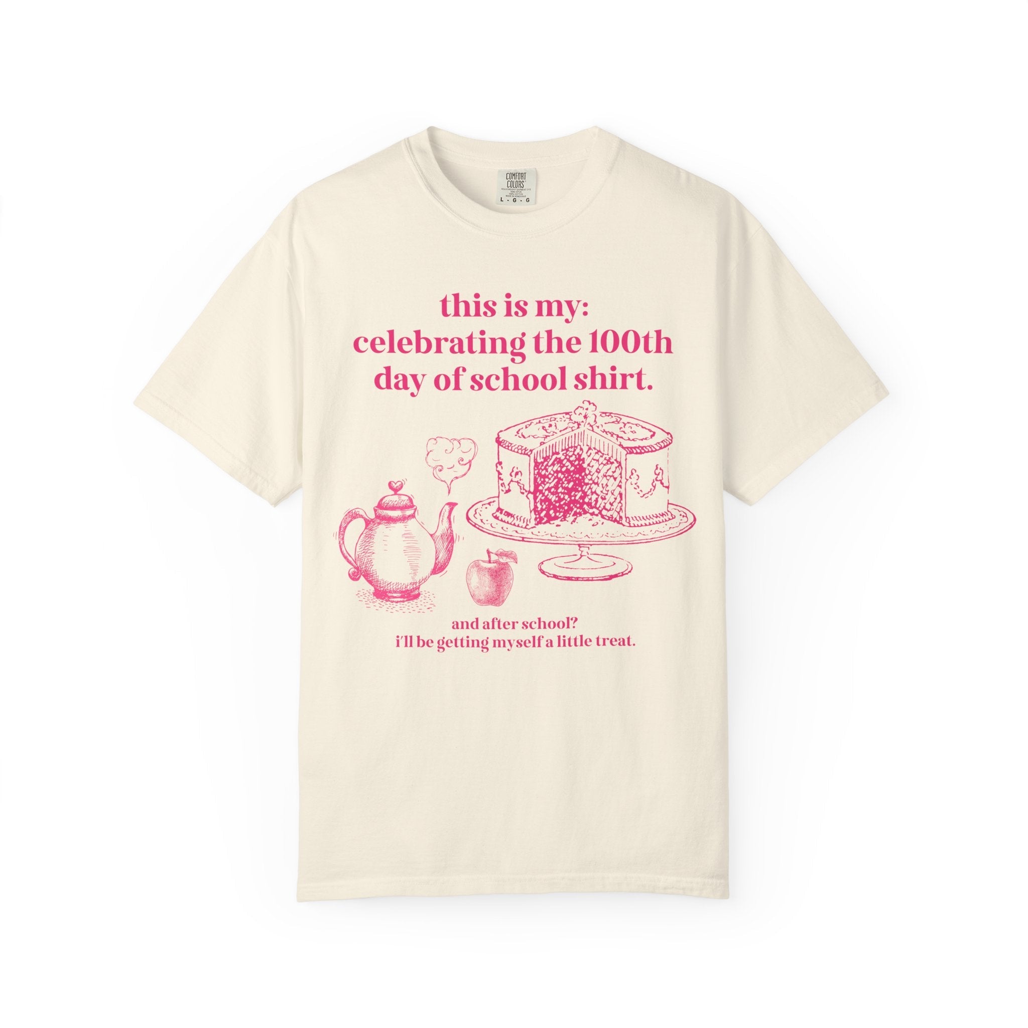100 Days of School Matching Teacher T-Shirt with Hot Pink Aesthetic: Funny Sarcastic 100th Day of School T-Shirt for Middle School Teacher - Opal and June