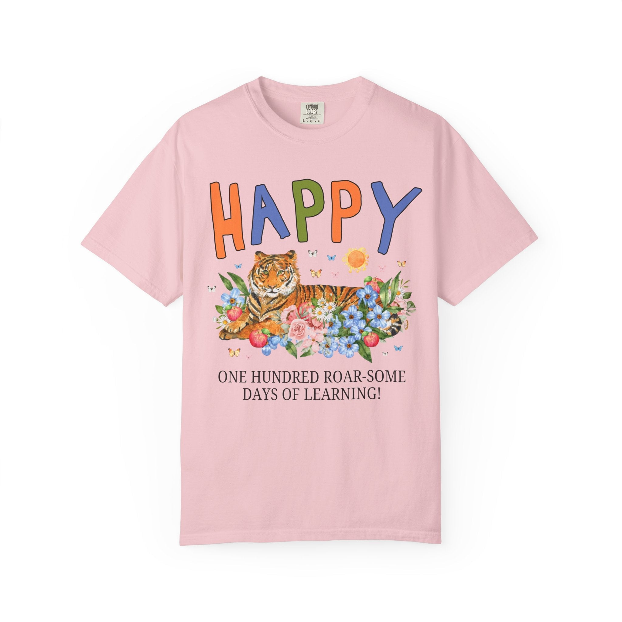 100 Days of School T-Shirt for Teachers Who Love Tigers, Funny and Cute Elementary School Matching Teacher Tee for Animal Lover - Opal and June
