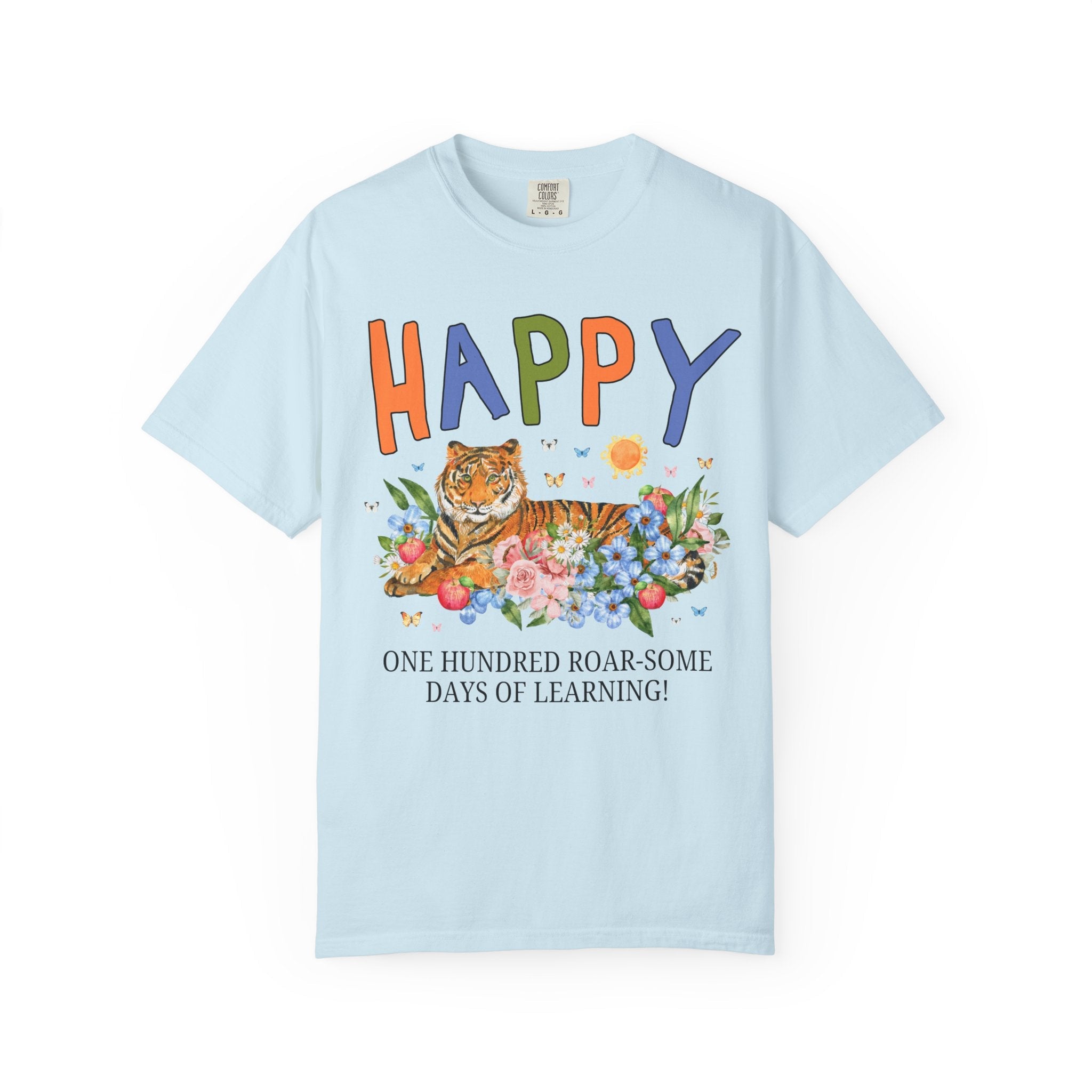 100 Days of School T-Shirt for Teachers Who Love Tigers, Funny and Cute Elementary School Matching Teacher Tee for Animal Lover - Opal and June