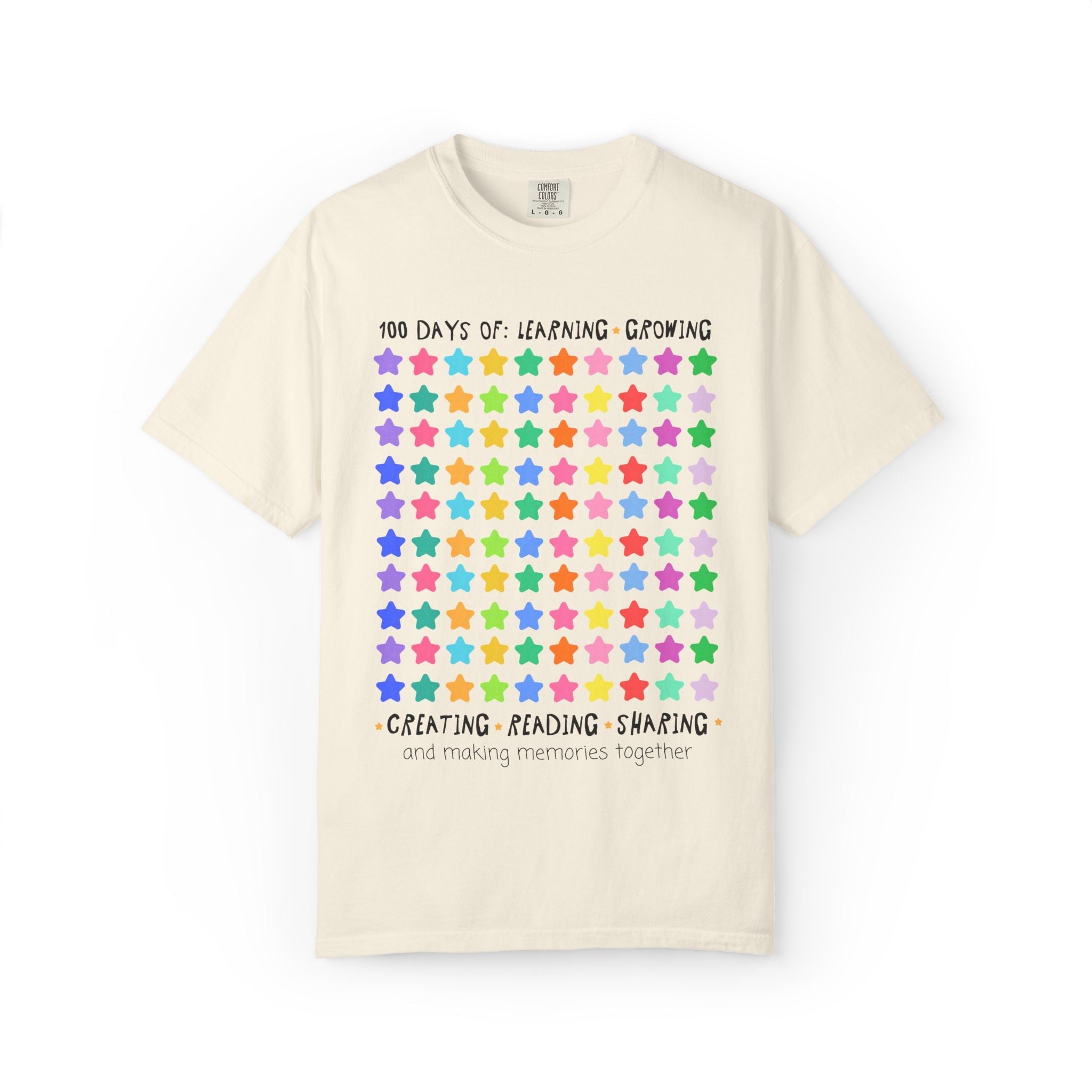 100 Days of School Teacher T-Shirt with Stars: Cute and Funny Hundredth Day of School Matching Tee for Elementary School Staff or Teachers - Opal and June