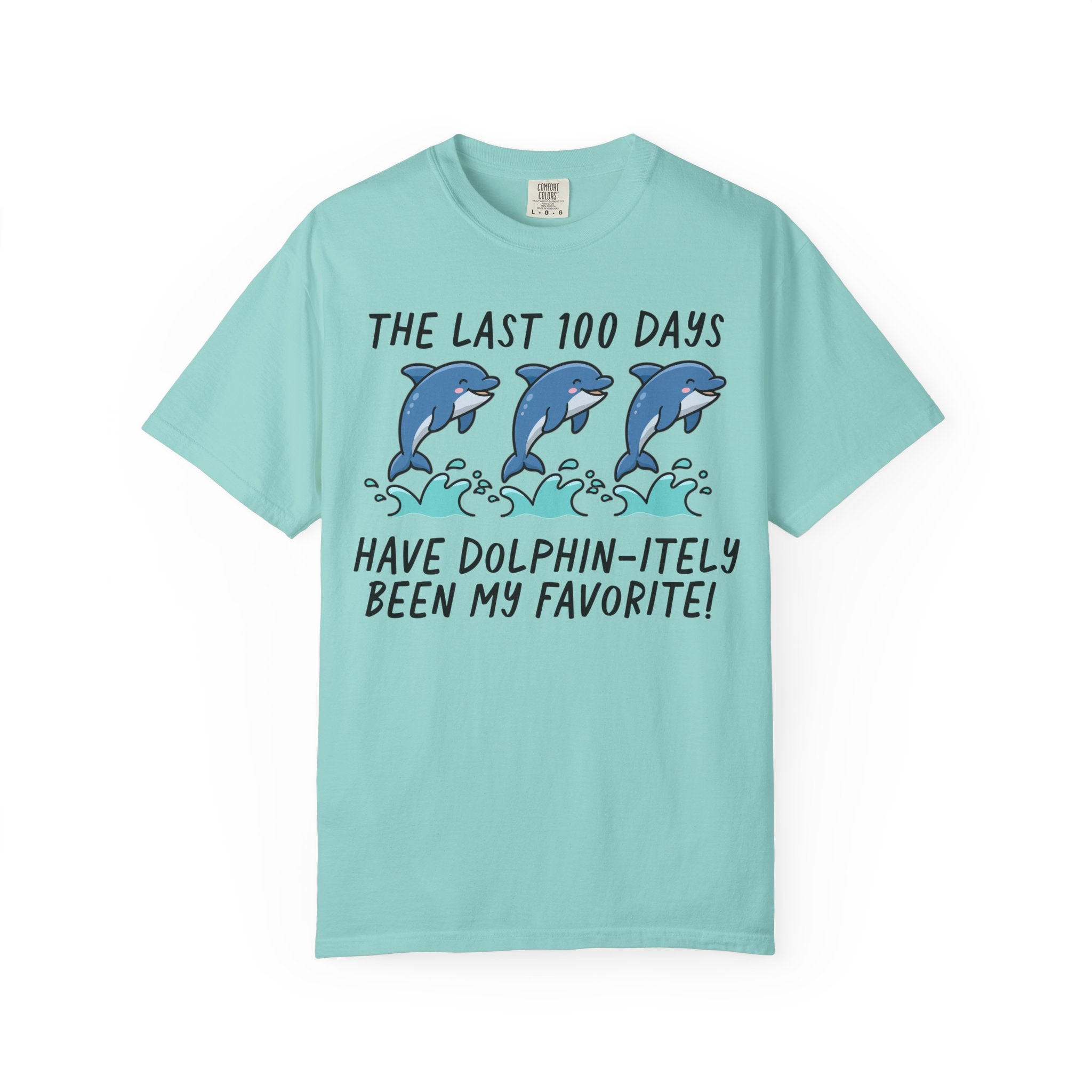 100 Days of School Tee Shirt, Cute Dolphin Animal Lover T-Shirt for Teacher, Elementary School Teacher or School Office Staff Matching Tee - Opal and June