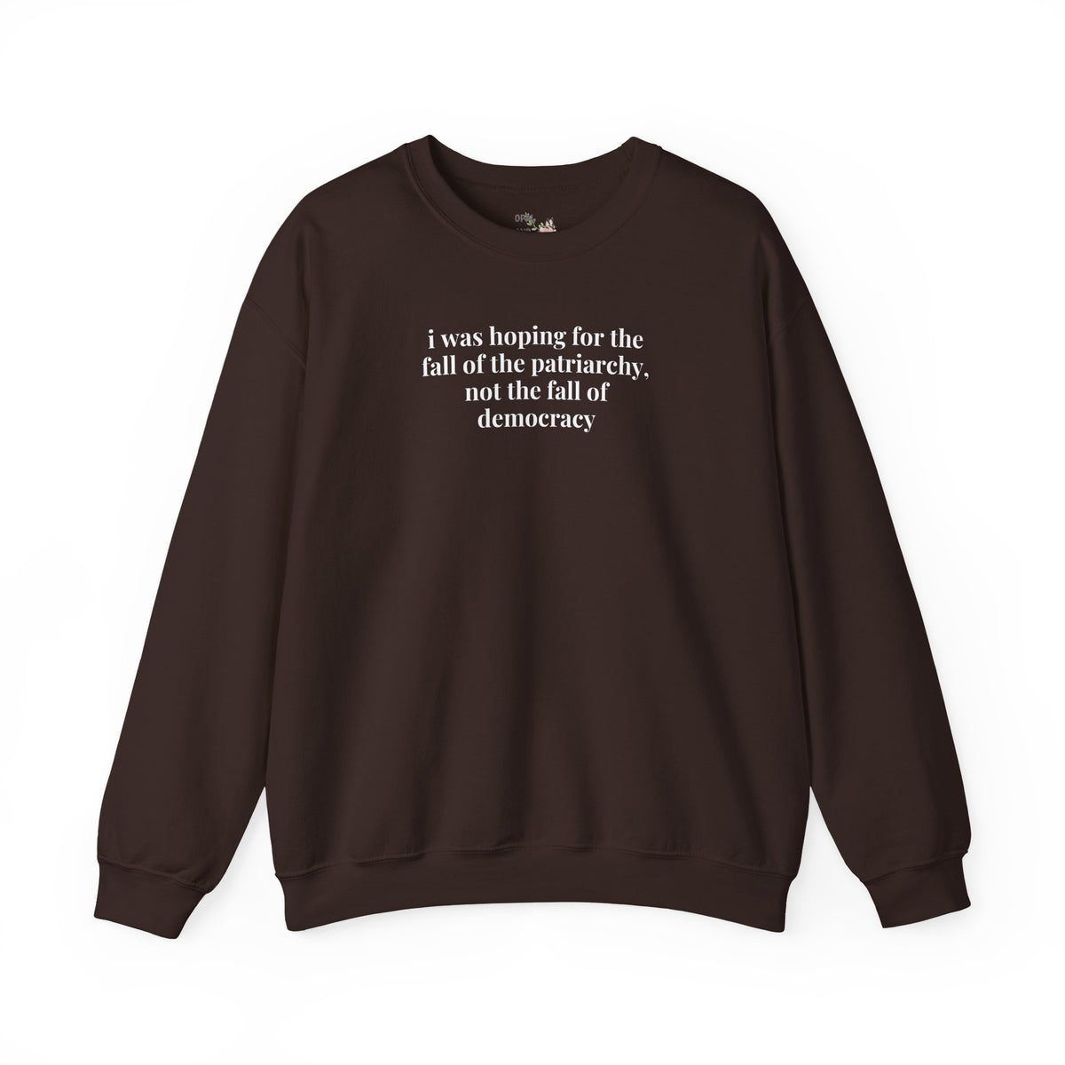 Leftist Feminist Sweatshirts for Voters Against Fascism: I Was Hoping for the Fall of the Patriarchy, Not the Fall of Democracy Political Science Crewneck