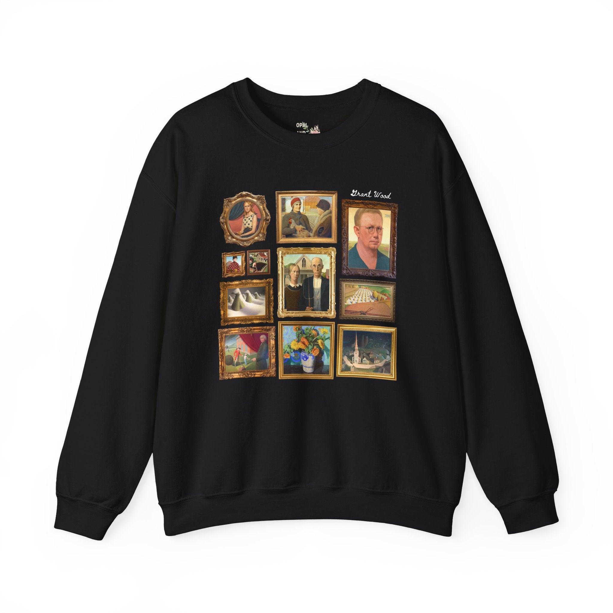 Grant Wood Art History Sweatshirt with Famous Paintings Including American Gothic and The Midnight Ride of Paul Revere, Regionalism 1900s Art