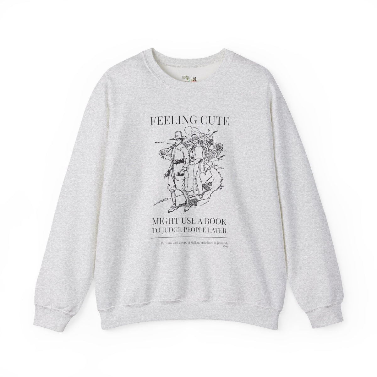 Feeling Cute, Might Use a Book to Judge People Later, Salem Witch Trial History, Malleus Maleficarum Bookish Sweatshirt for Spooky Season