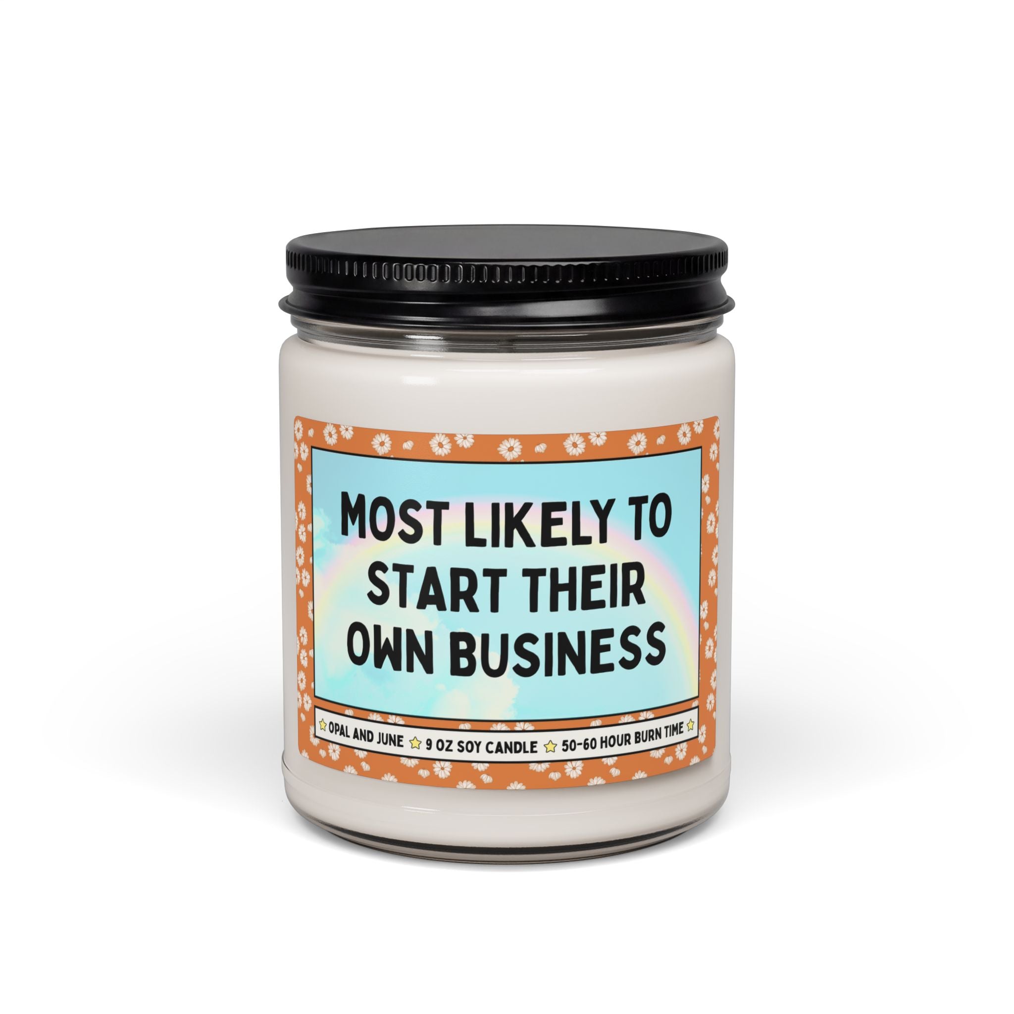 New Business Owner Gift for Friend Starting a Business: Mostly Likely to Start Their Own Business 9 Oz Soy Candle, Cute Congratulations Gift