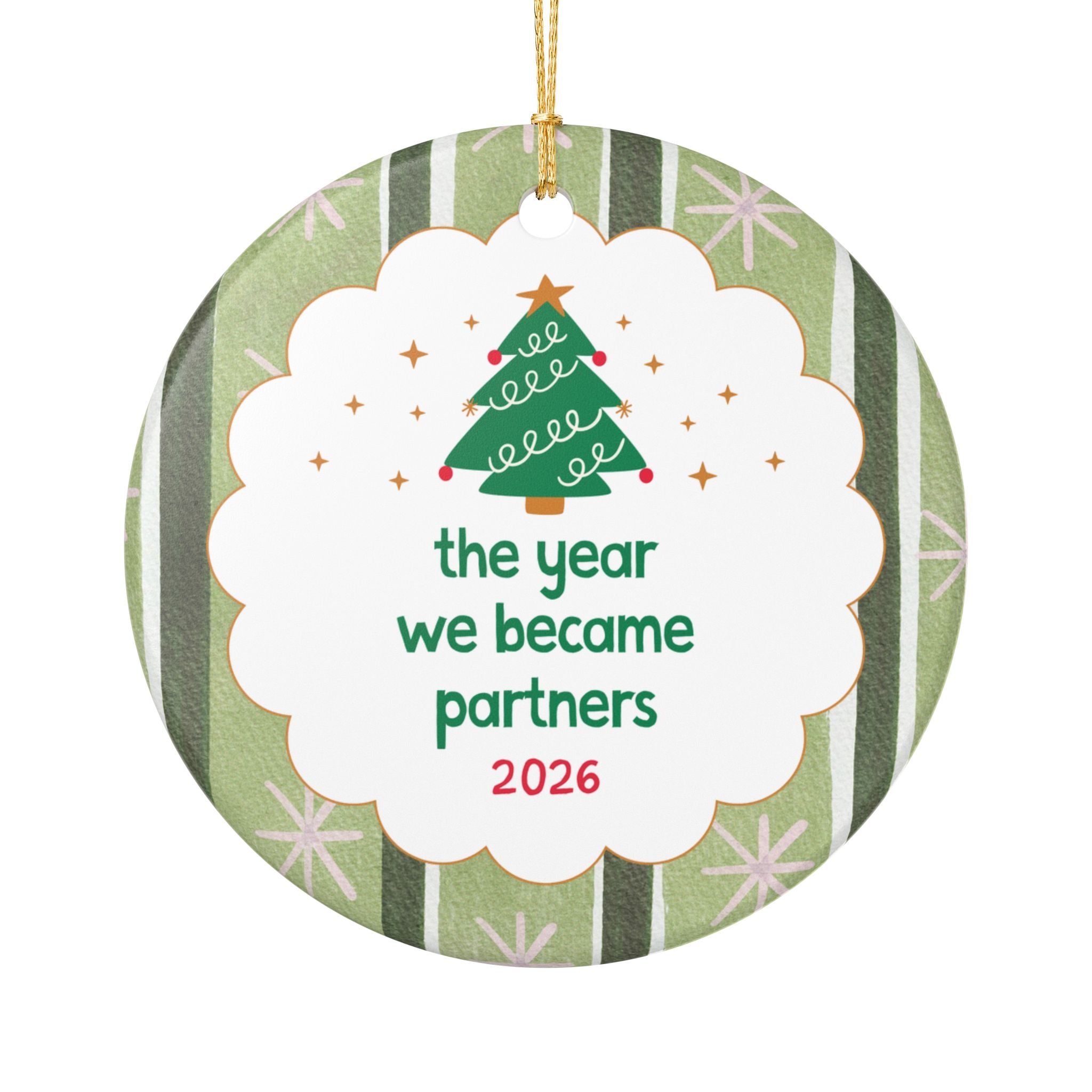 2026: The Year We Became Partners Nostalgic Christmas Ornament with Stripes | Cute Holiday Ornament for Business Partner or Coworker