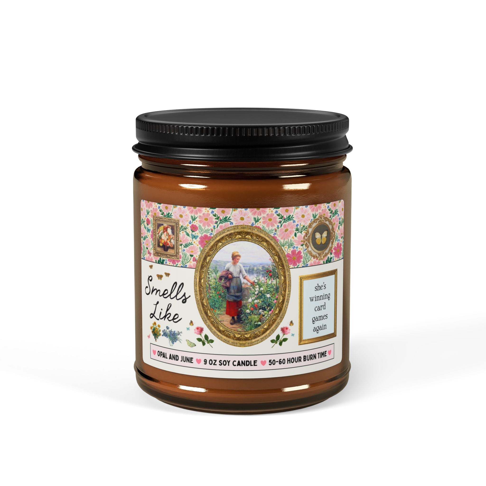 Smells Like She's Winning Card Games Again: 9 Oz Soy Candle | Funny Friend Gift for Sister or Friend Who Always Wins Card Games