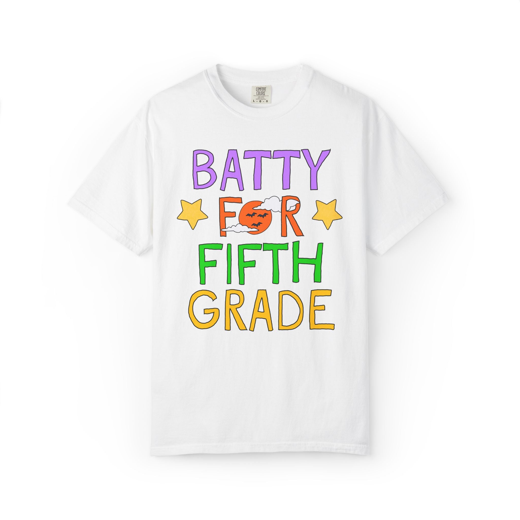 Fifth Grade Halloween Teacher Tee Shirt: Batty for Fifth Grade | Cute and Nostalgic Halloween Teacher Team T-Shirt for October, 90s Vibe