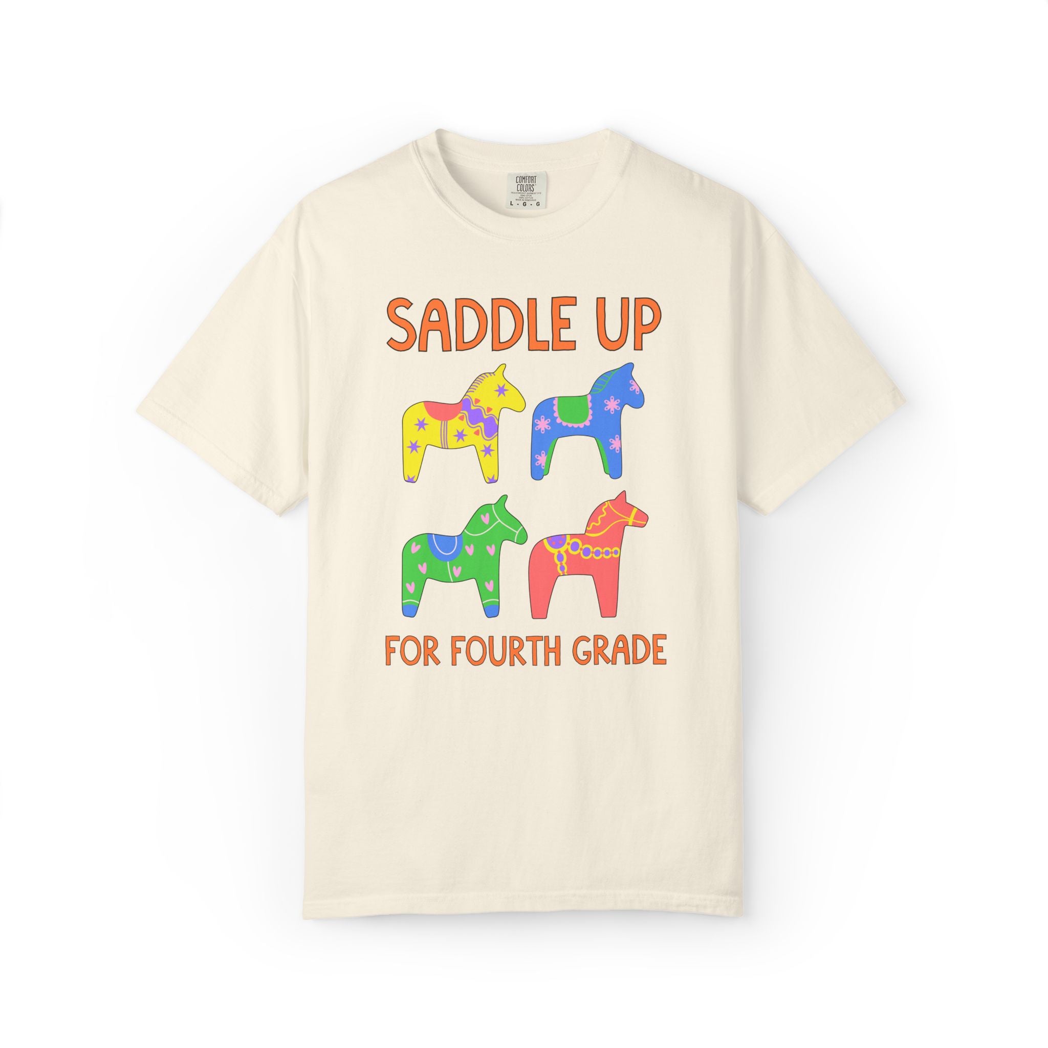 Saddle Up for Fourth Grade: Cute Fourth Grade Teacher Team T-Shirt, Silly Dreamcore Tee with Horses, Student Teacher or Paraprofessional Tee
