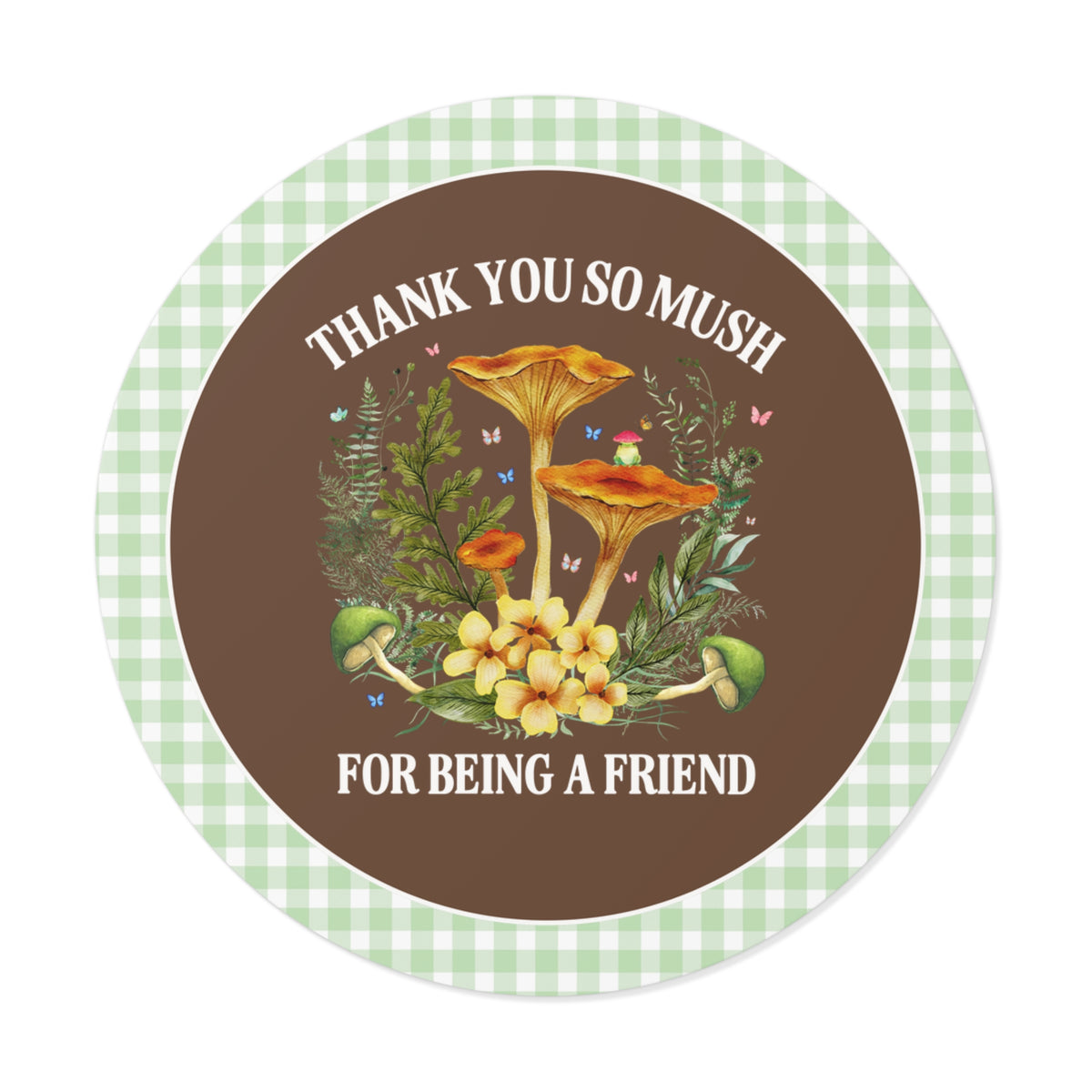 Thank You So Much Frog Lover Sticker, Cute Mushroom Lover Mycologist Goblincore Collage Sticker for Friend Who Loves Nature