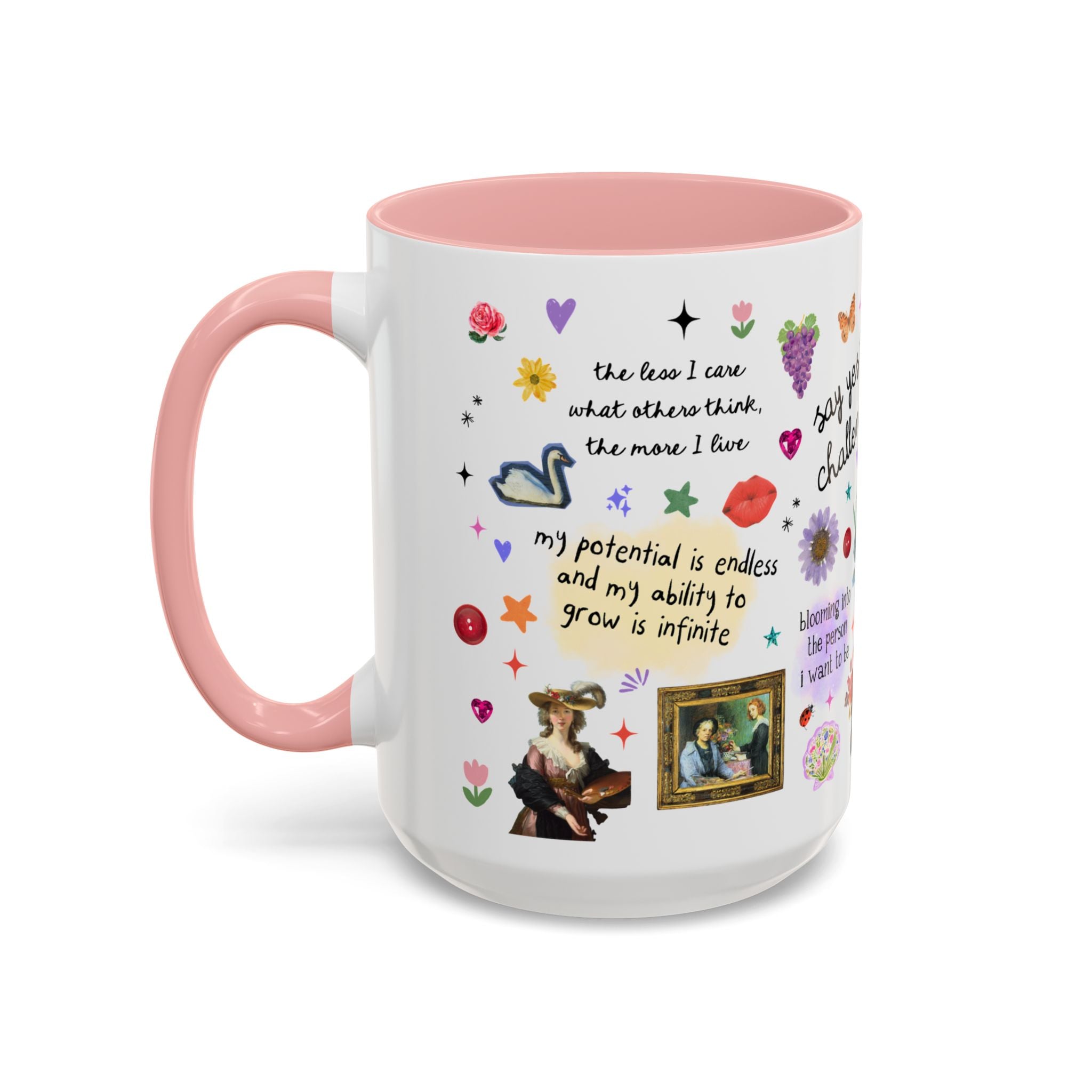 Whimsical Positive Affirmation Art History Buff Mug: Blooming Into the Person I Want to Be College Student or Teen Daughter Gift