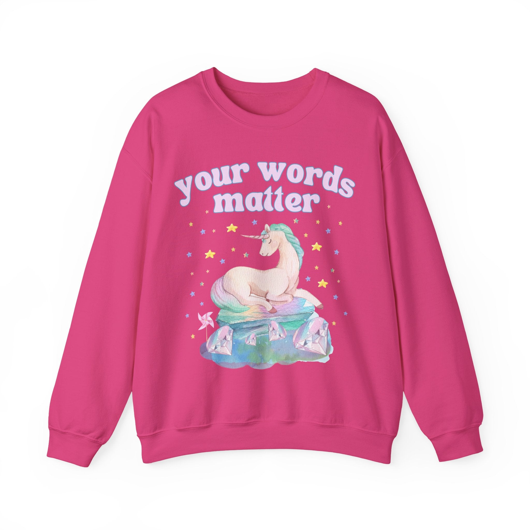 Speech Therapist Gift with Whimsical Unicorn: Your Words Matter | Creative Dreamcore Sweatshirt with Stars, College Graduation Gift