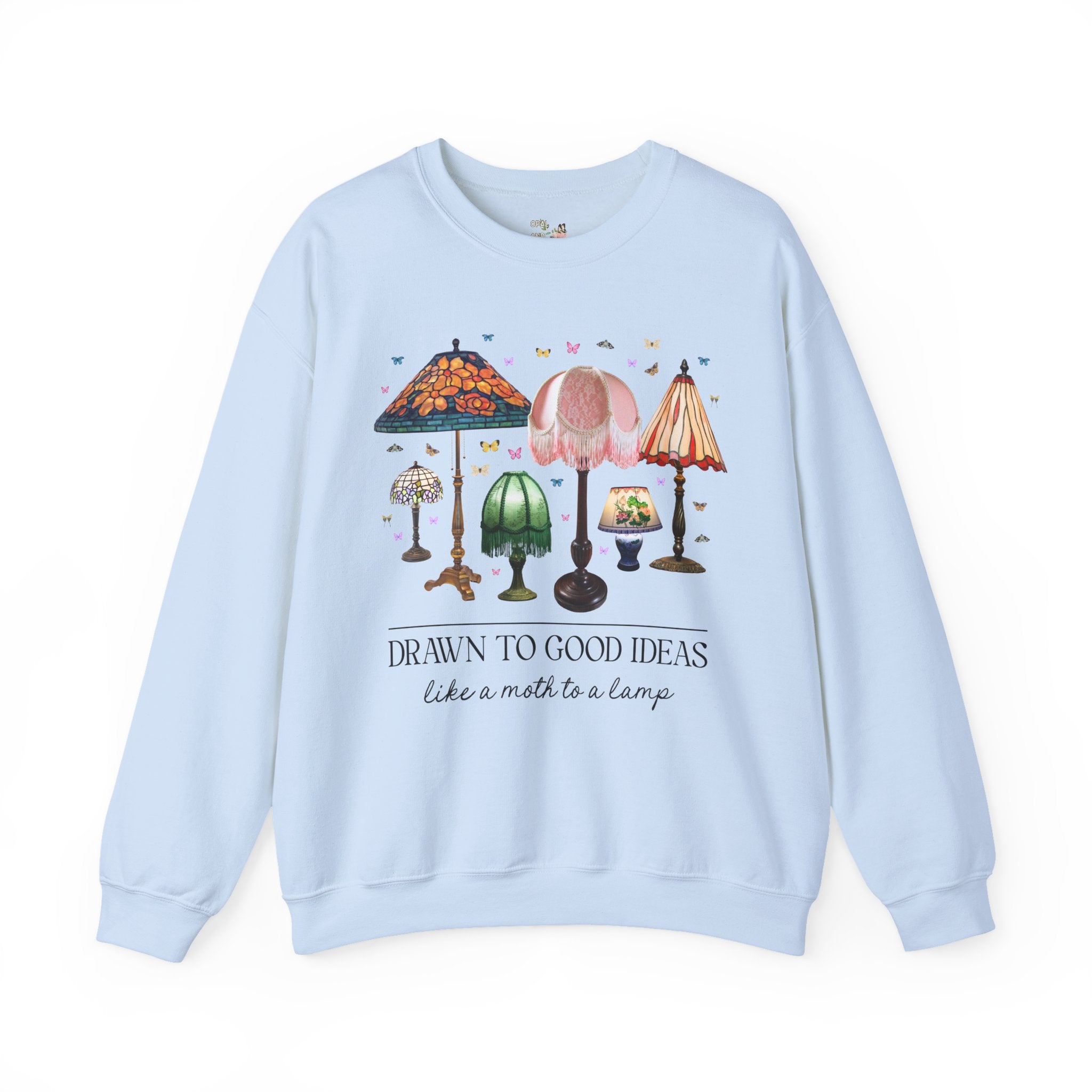 Insect Lover Entomologist or Science Teacher Sweatshirt: Drawn to Good Ideas Like a Moth to a Lamp, Silly Goblincore Scientist Crewneck