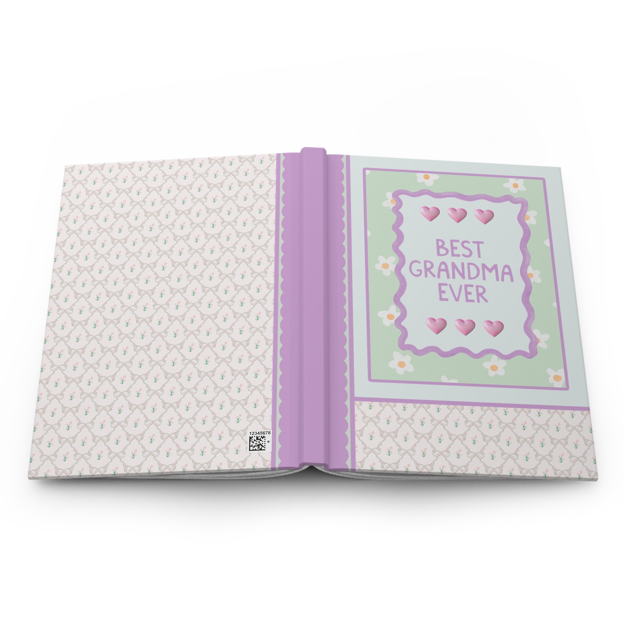 Best Grandma Ever Hardcover Notebook | Pastel 90s Aesthetic Journal with Hearts, Gift from Grandson or Daughter, Notebook for Grandma