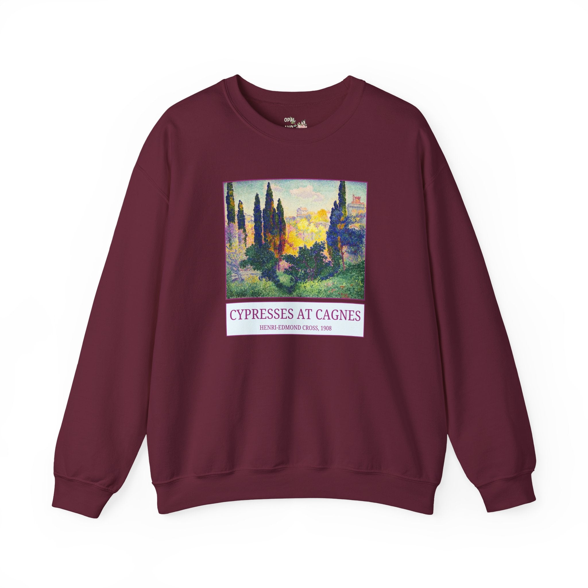 Cypresses at Cagnes by Henri-Edmond Cross Neo-Impressionism and Pointillism Art History Buff Sweatshirt, Famous Painting, French Art History