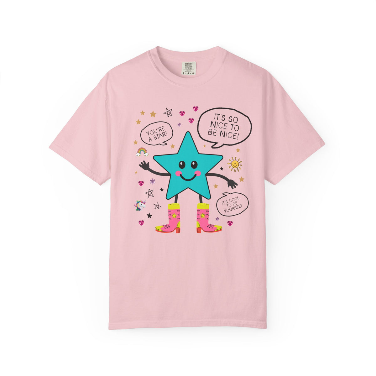 Positive Affirmation Cowboy Star Tee Shirt with Compliments, Cute Early 2000's Aesthetic Positive Teacher or Mom Tee