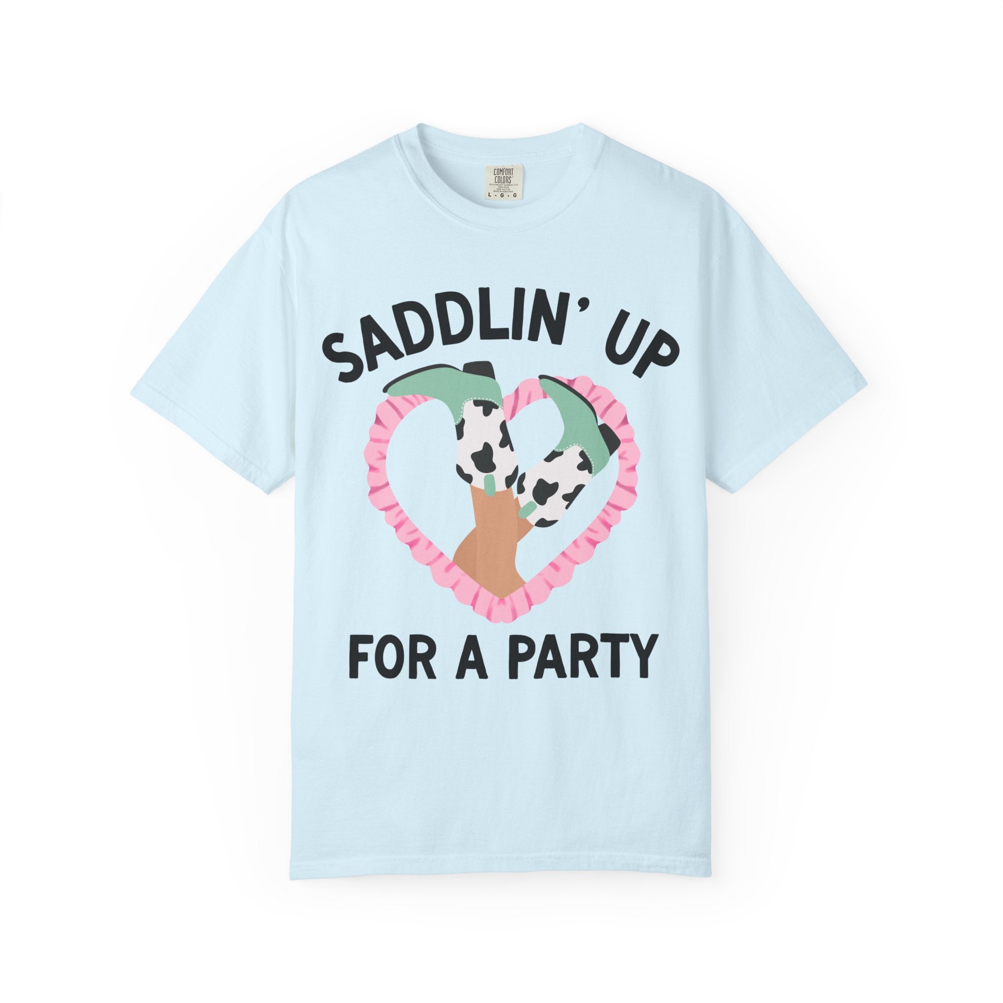 Western Bachelorette Tee Shirt for Bride and Bridesmaids: Found My Cowboy, Saddling Up for a Party Kitschy Wedding Party Tee with Heart