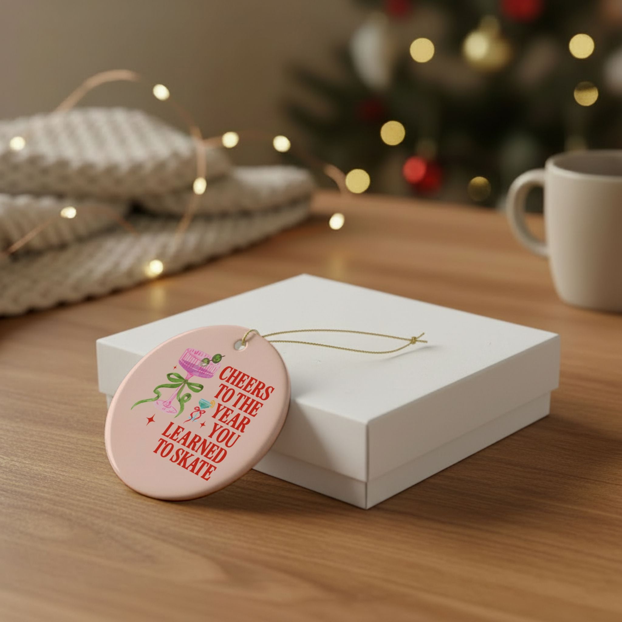 Cheers to the Year You Learned to Skate Holiday Ornament | Gift for Mom or Aunt Who Learned How to Skate, Cute Adult Skating Gift for Xmas