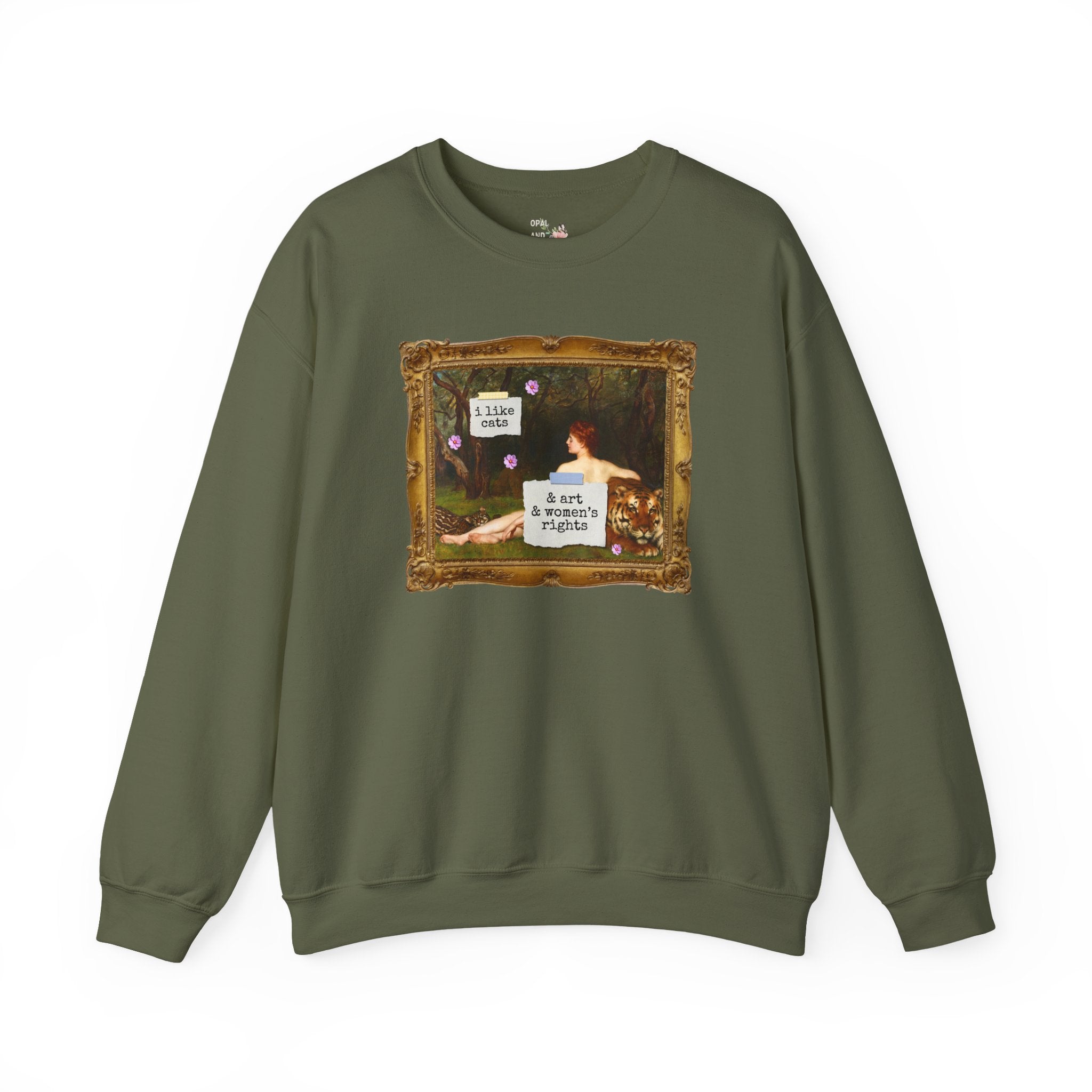 Funny Feminist Sweatshirt for Cat Mom or Cat Dad Who Loves Art History and Women's Rights, Equal Rights Famous Painting Crewneck for Artist