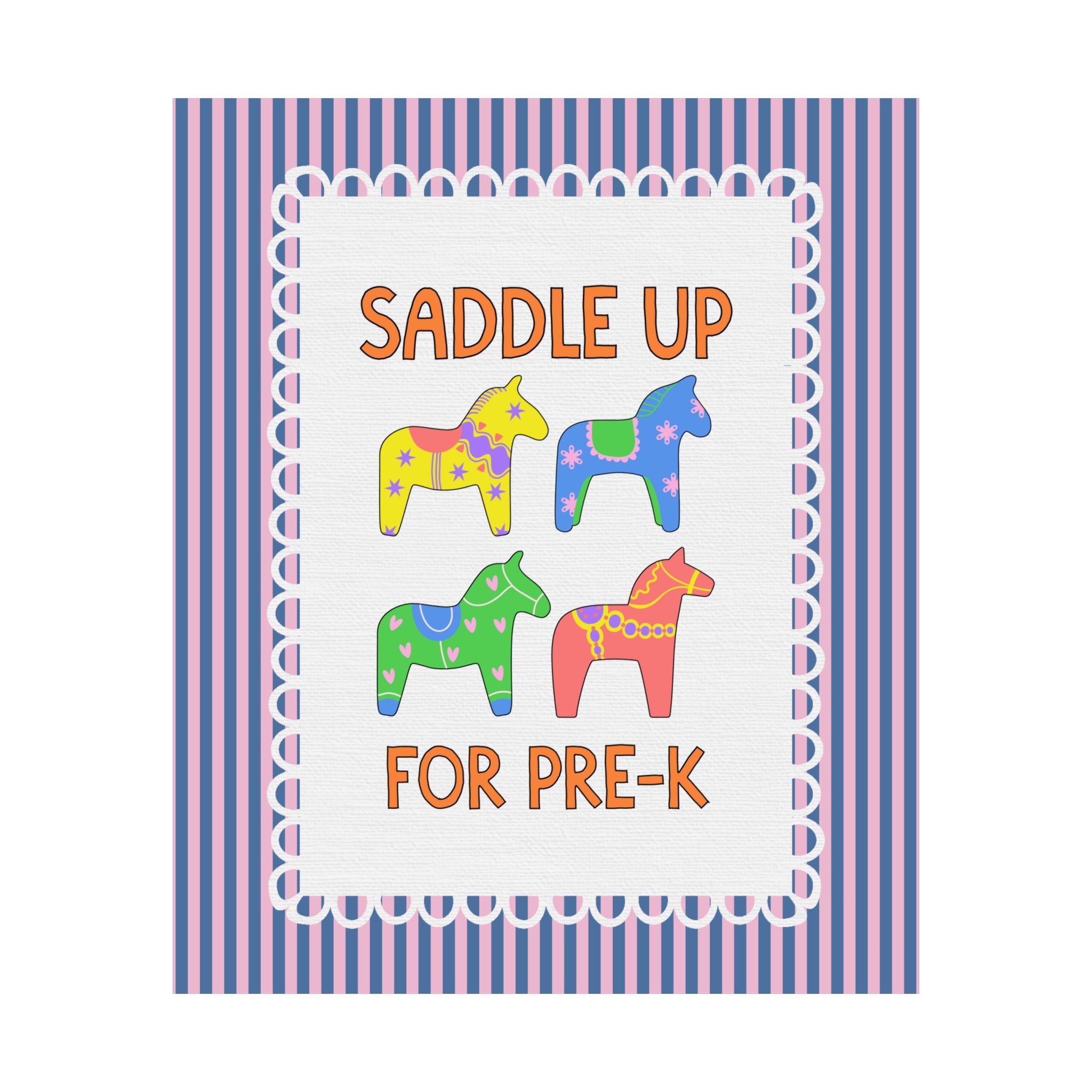 Saddle Up for Preschool: Cute Preschool Teacher or Office Poster Print, Back to School Gift, Silly Dreamcore Western Aesthetic Horse Print