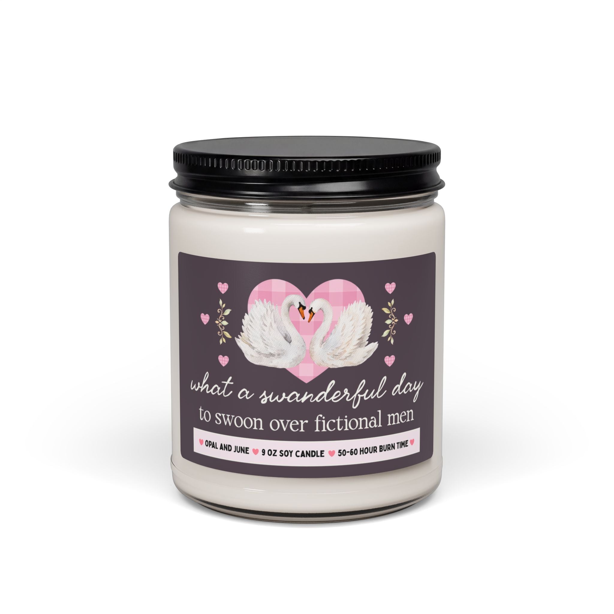 Funny Smut Reader Gift, Candle with Swans: What a Swanderful Day to Swoon Over Fictional Men, 9 Oz Candle for Fantasy Romance Bookworm