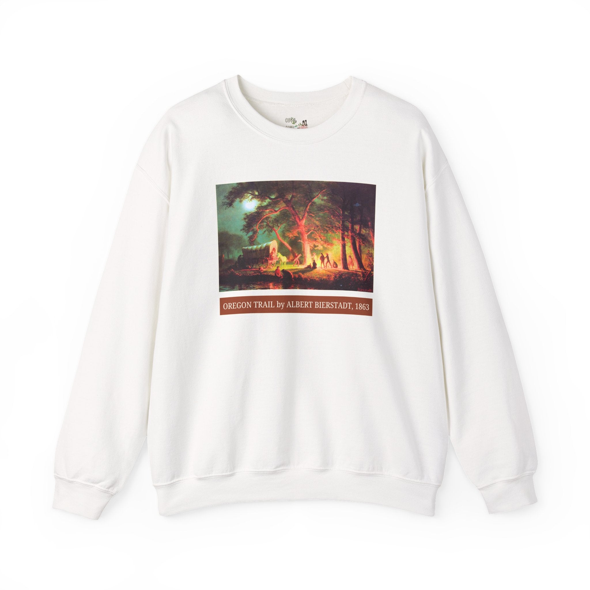 Oregon Trail Campfire by Albert Bierstadt Art History Lover Sweatshirt: Famous Painting of American West History, Westward Expansion History
