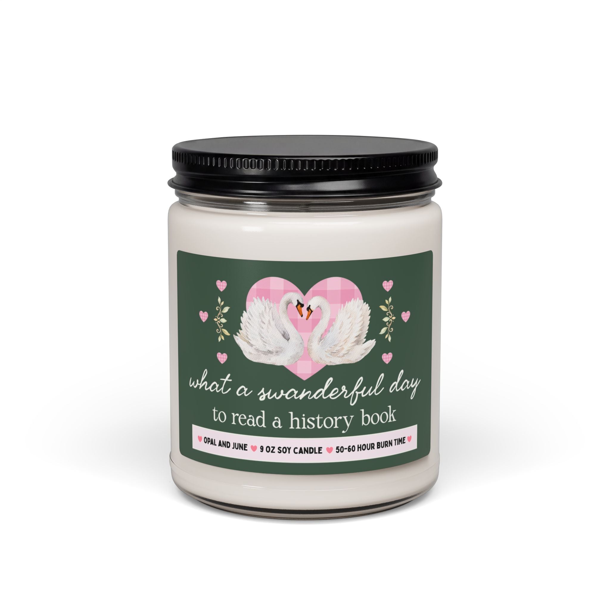History Book Reader Candle with Swans: What a Swanderful Day to Read a History Book, 9 Oz Soy Candle for History Major, Cute Historian Gift
