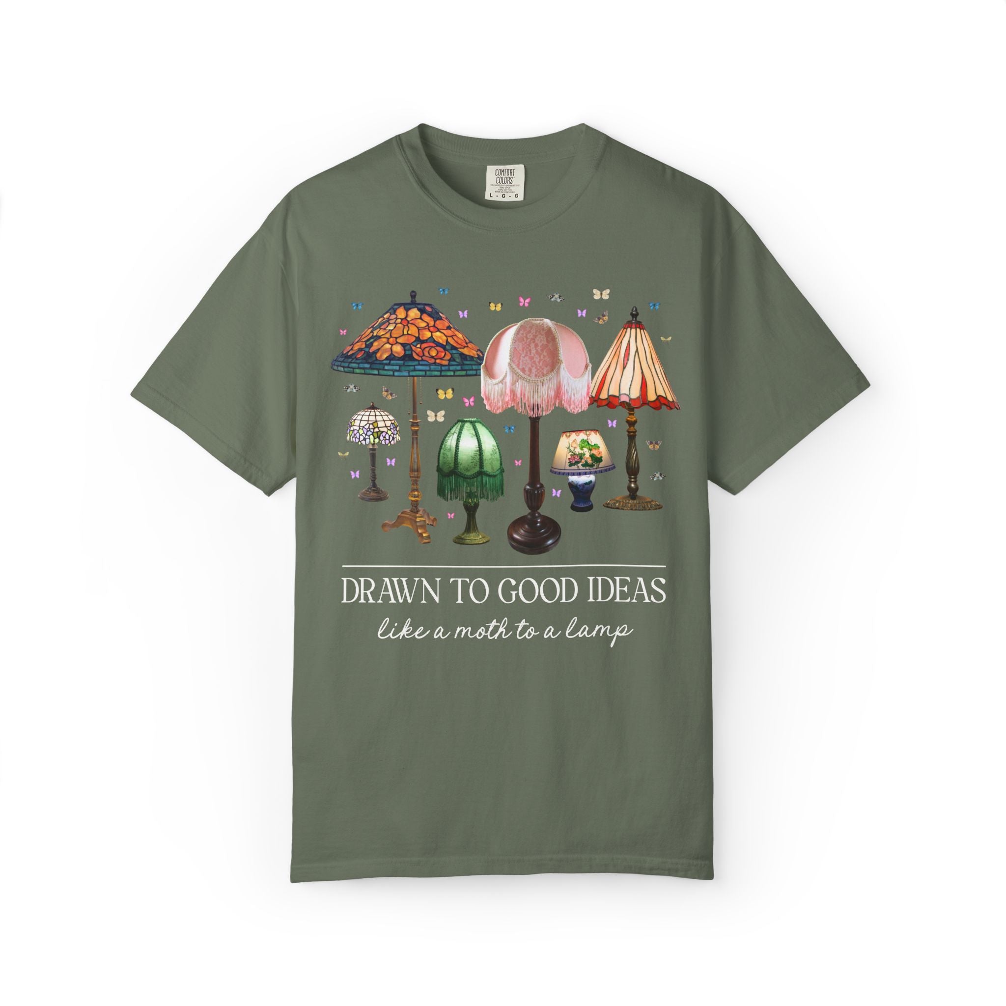 Insect Lover Entomologist or Science Teacher Tee Shirt: Drawn to Good Ideas Like a Moth to a Lamp, Silly Goblincore Scientist T-Shirt