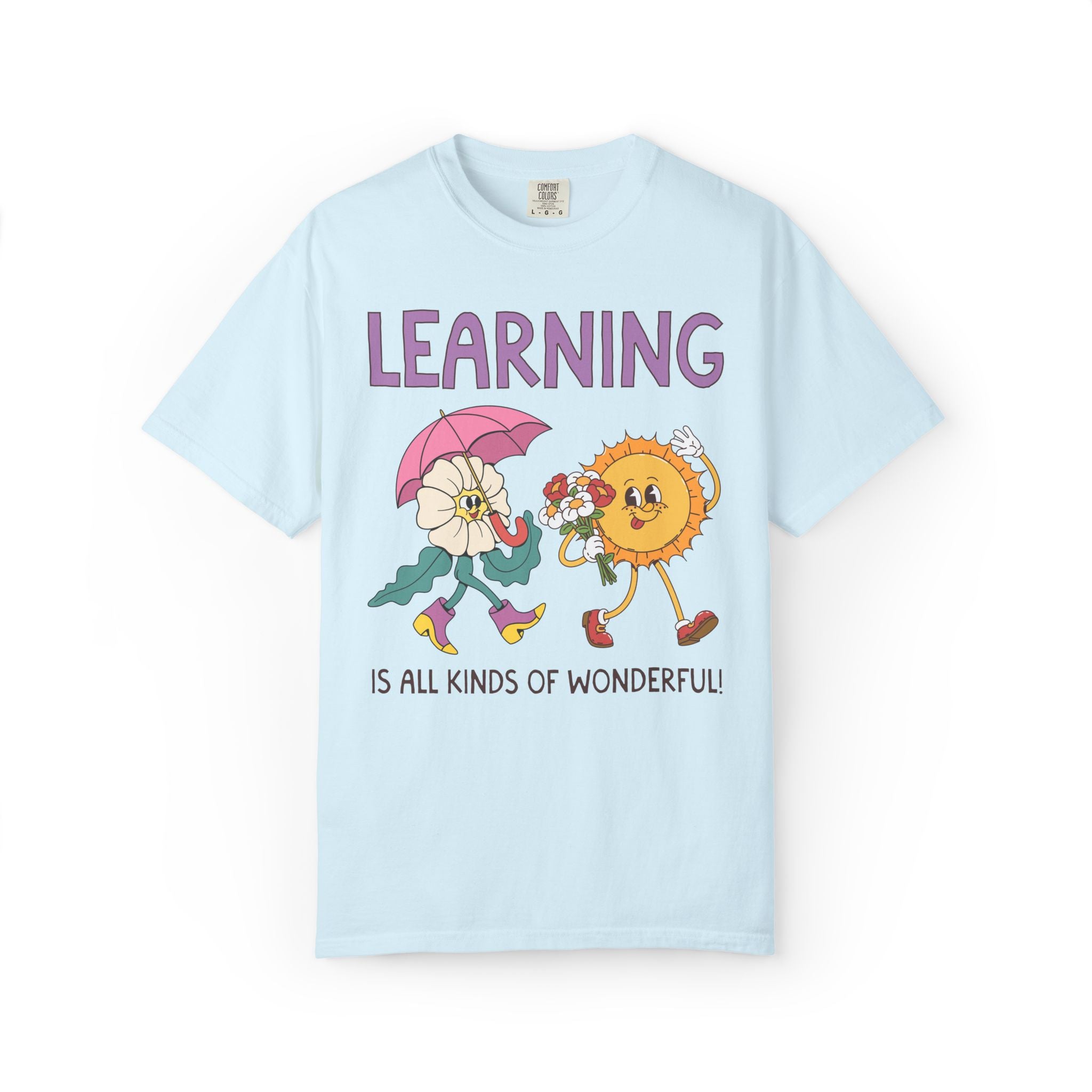 Learning is All Kinds of Wonderful Teacher Team or School Office Staff TShirt for Back to School: Cute Nostalgic Floral School Principal Tee