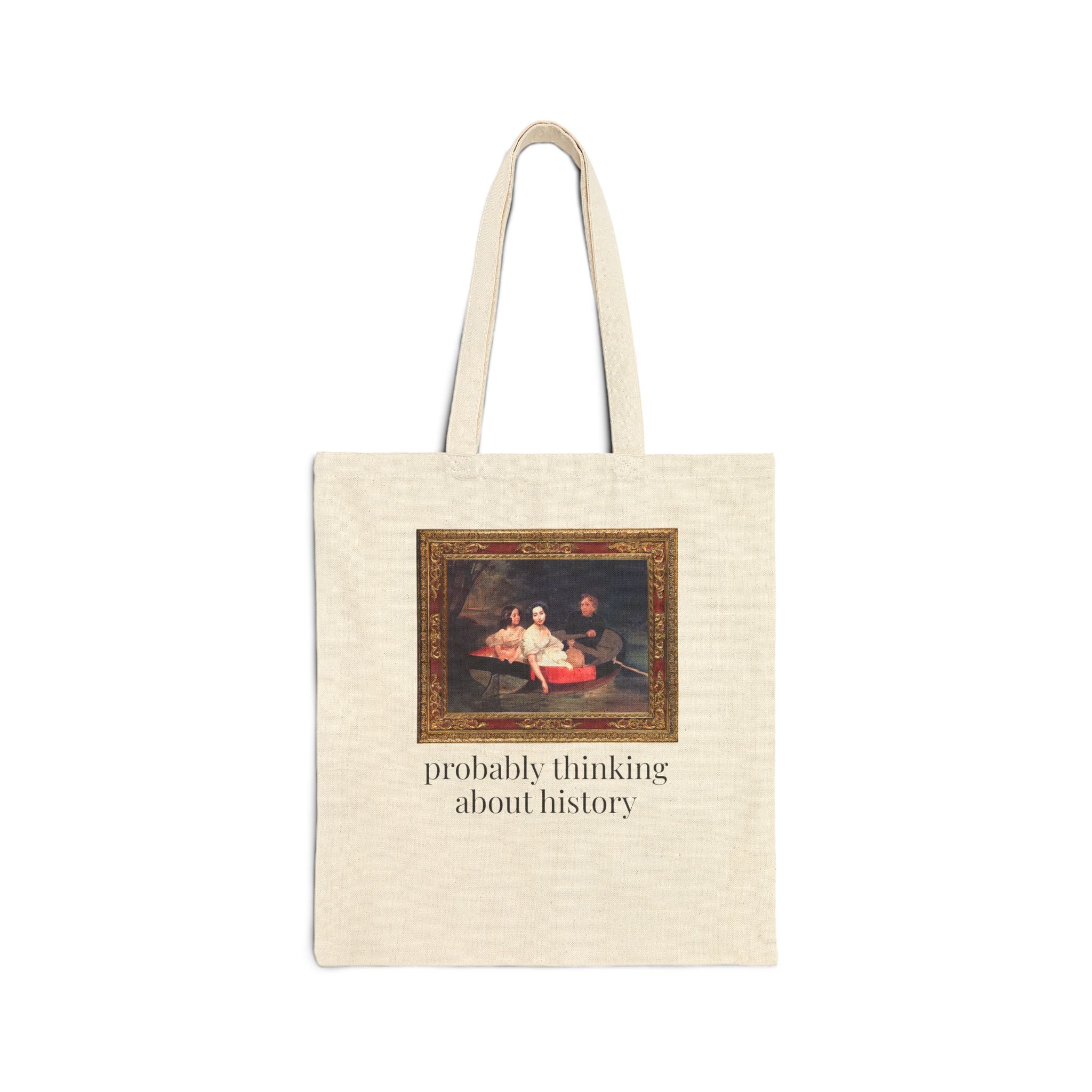 Probably Thinking About History Tote Bag with Famous Painting: Cute Art History Buff or History Professor Tote Bag for History Lover