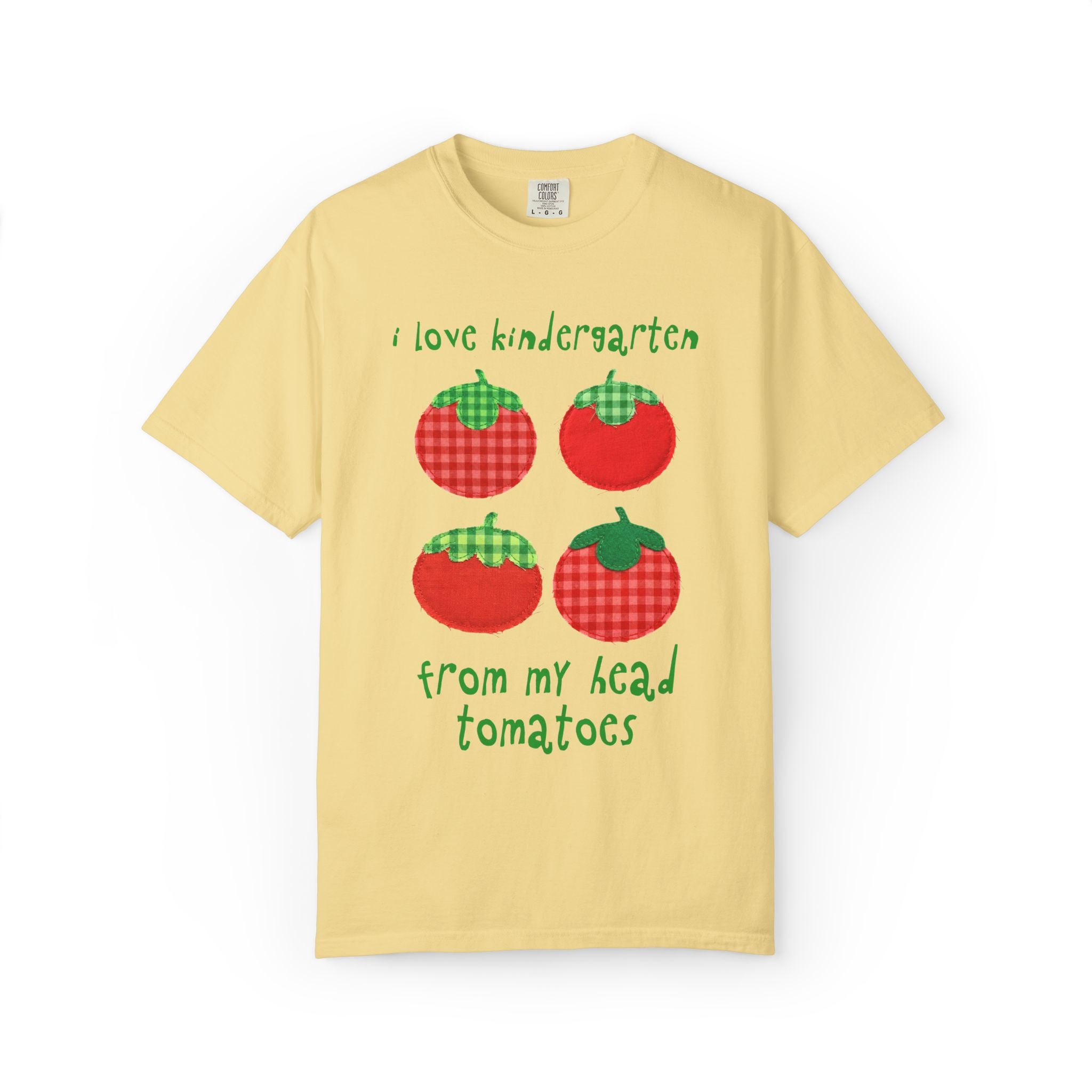 Gardening Kindergarten Teacher Tee Shirt: I Love Kindergarten from My Head Tomatoes, Cute Vegetable Gardener, Tomato Lover, Back to School