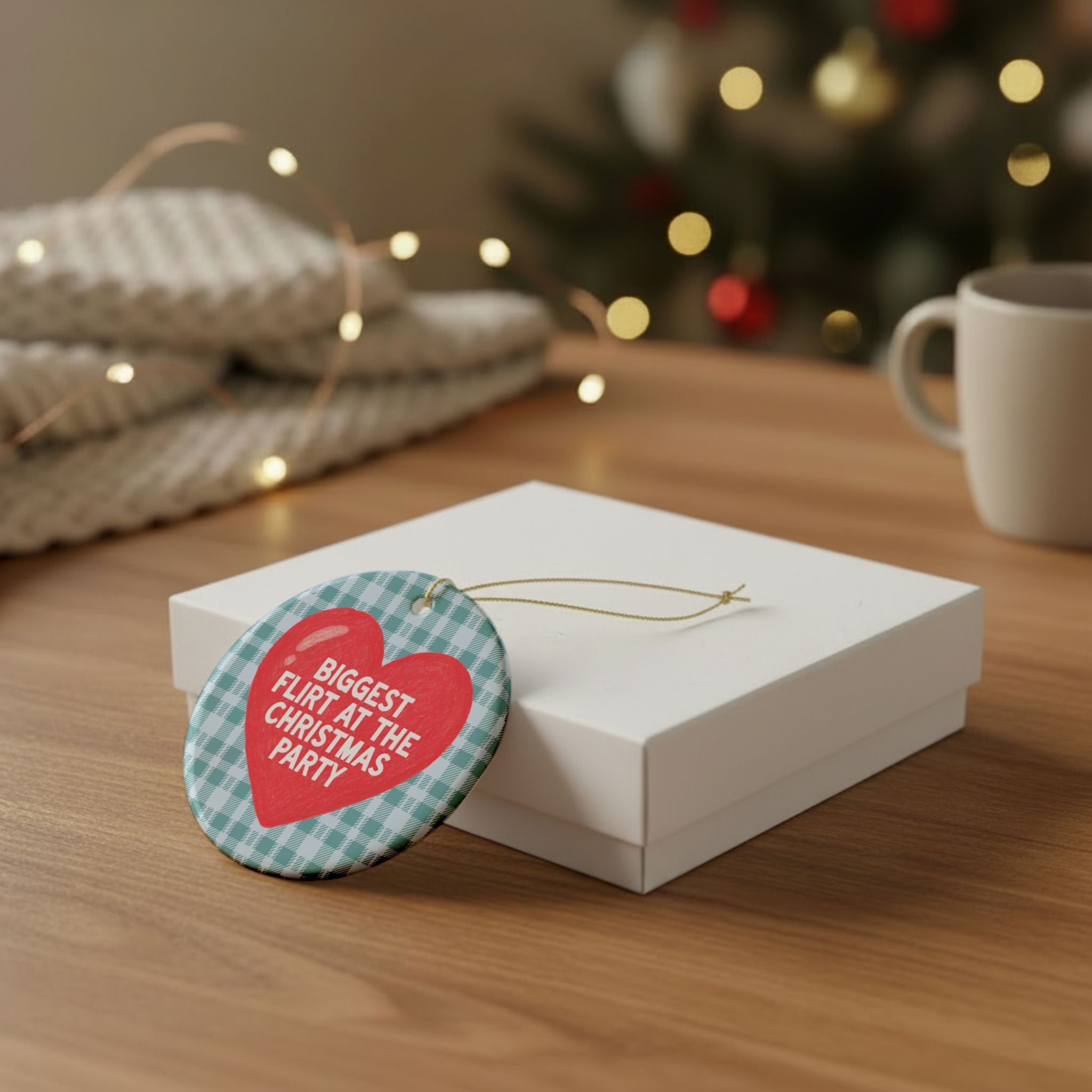 Funny Friend Gift: Biggest Flirt at the Christmas Party Nostalgic Christmas Ornament, Silly Unhinged Xmas Gift for Christmas Party Host