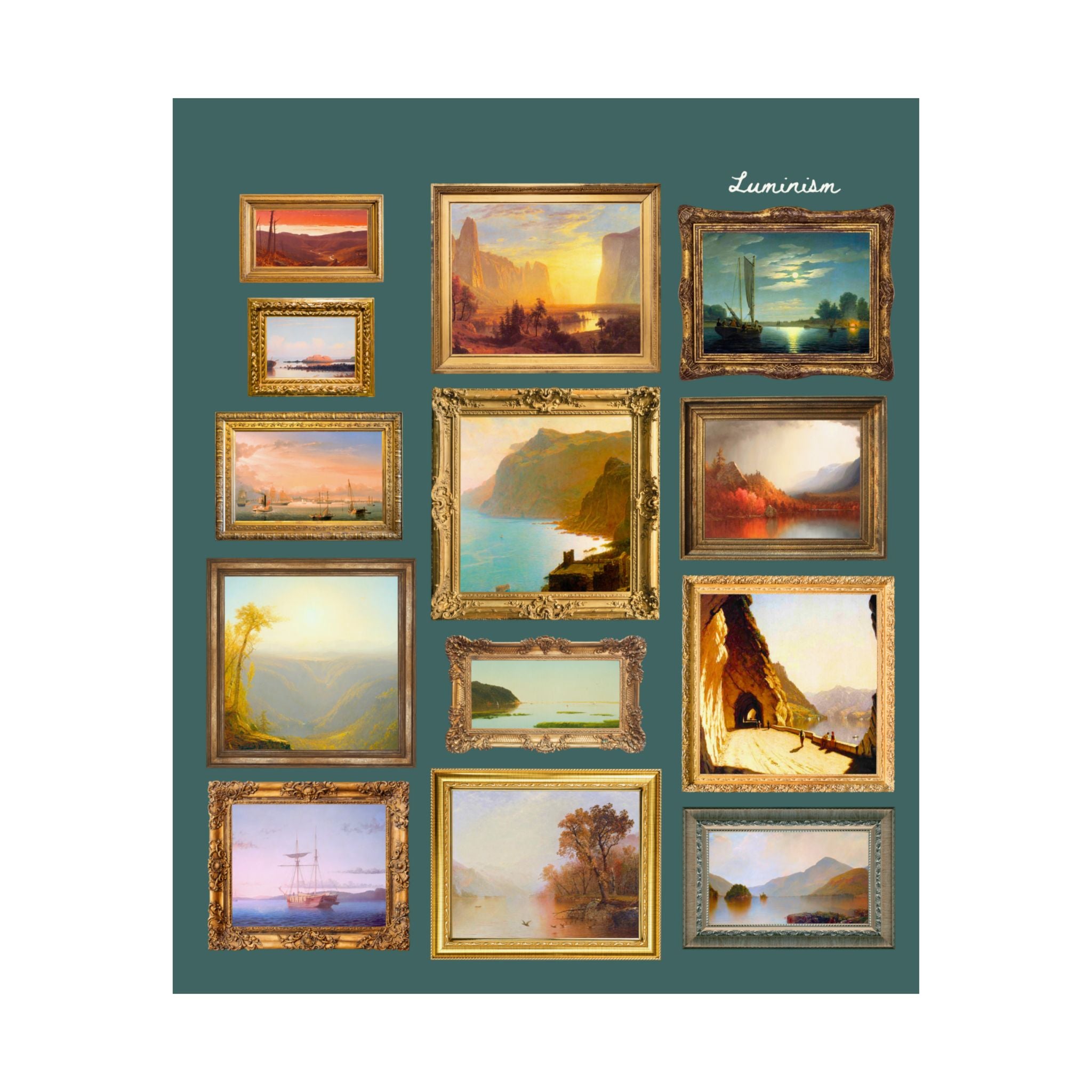 Luminism Art History Lover Gift with Famous Paintings, 19th Century American Art History, Hudson River School Art History Lover Print