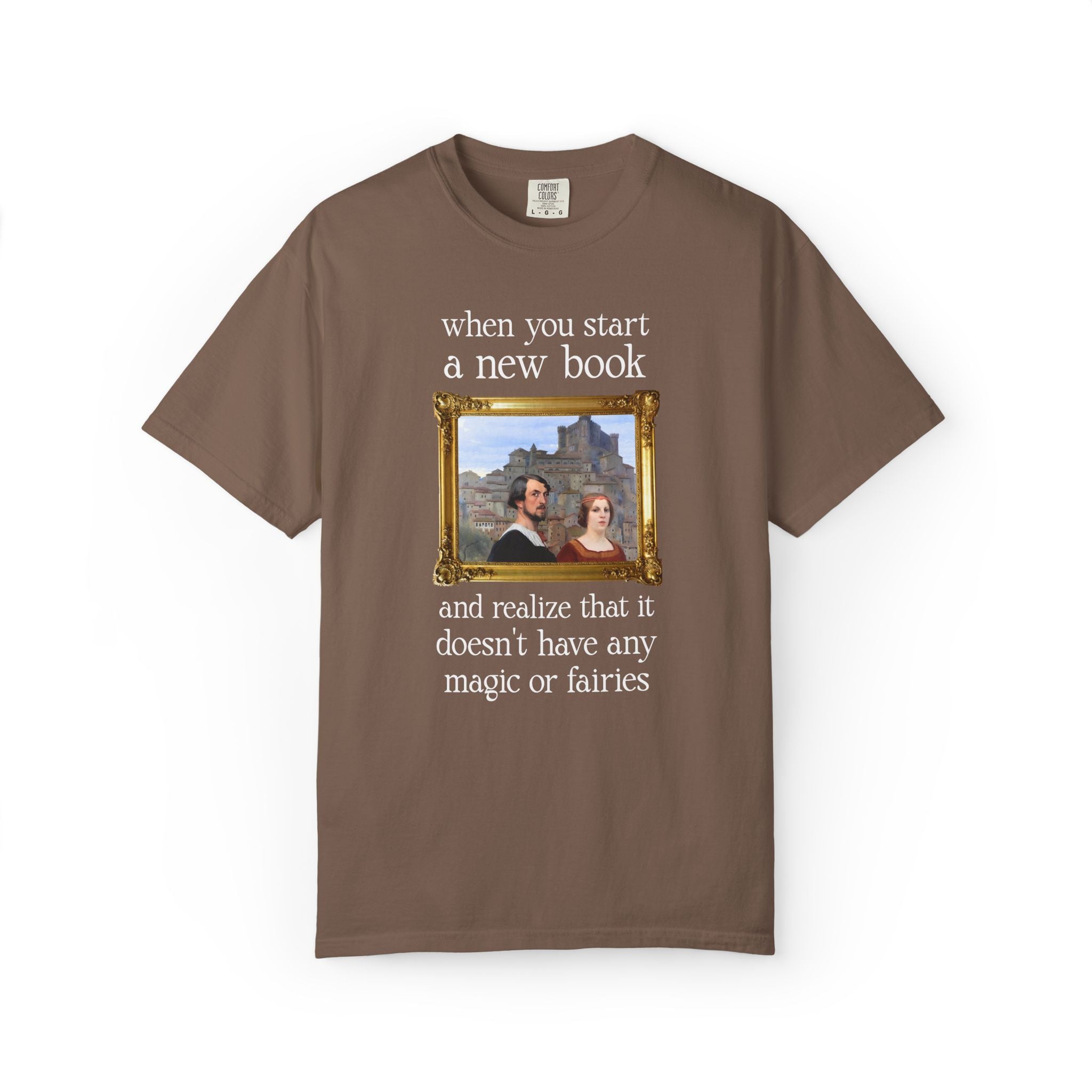Historical Fantasy Romance Reader Tee Shirt with Famous Painting, Bookish Art History Buff T-Shirt for Fantasy Reader or Romantasy Bookworm