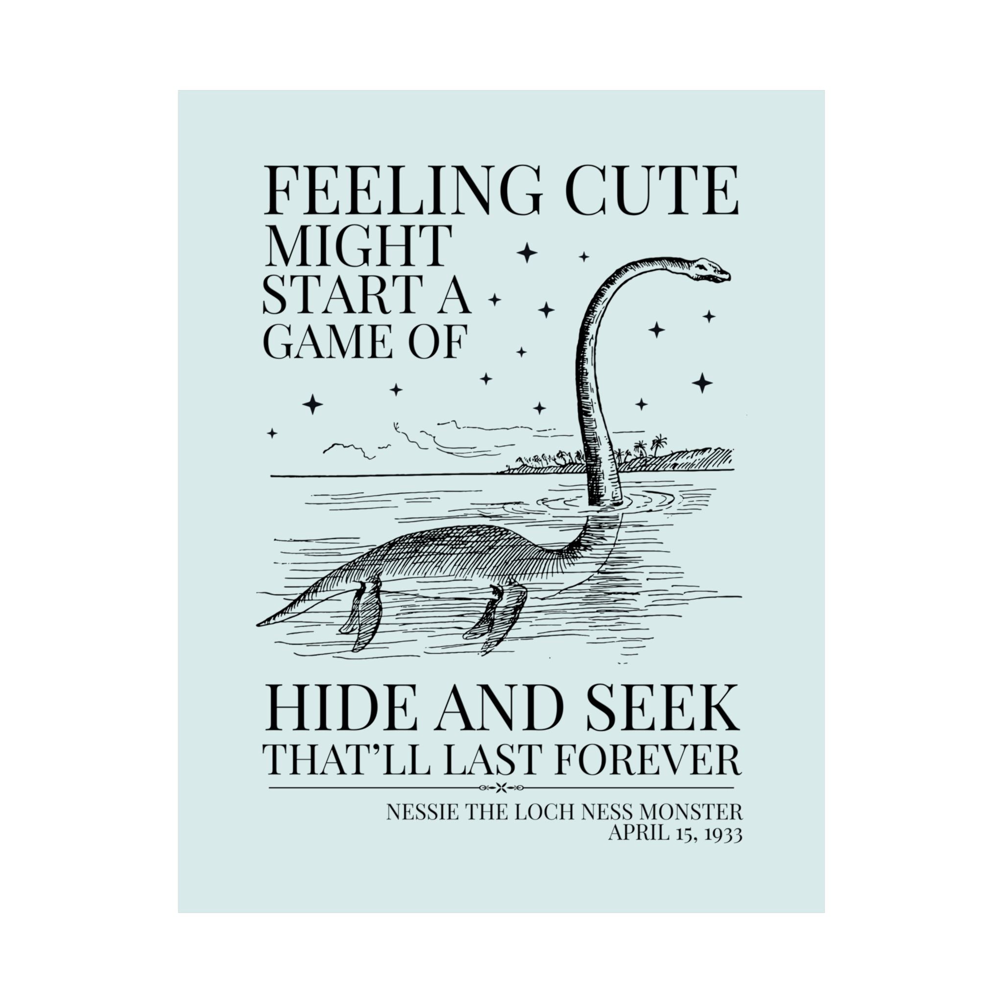 Funny Loch Ness Monster History Lover Poster: Early 1900s Scottish History Buff Gift, Cute Historical Mysteries Print with Stars