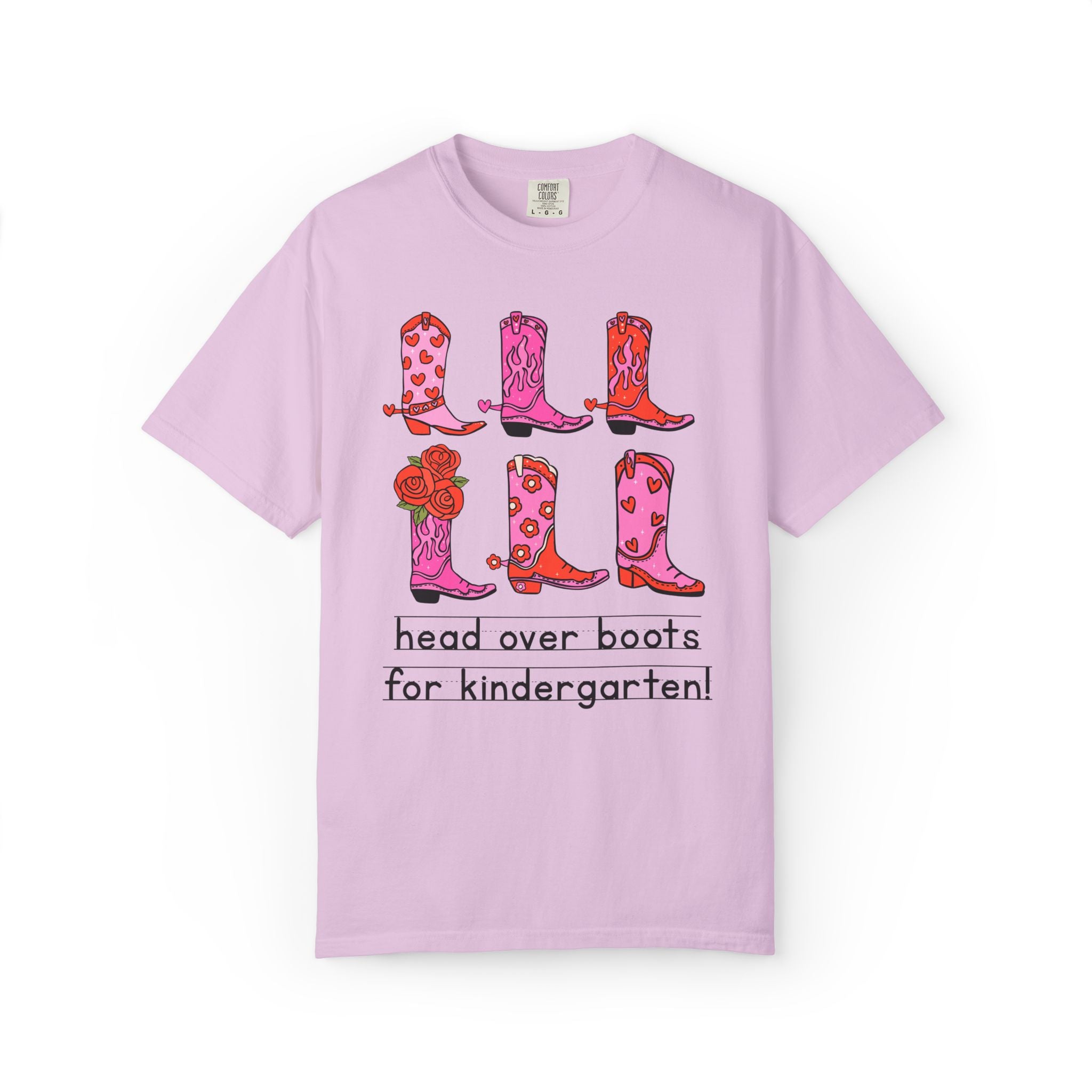 Head Over Boots for Kindergarten: Valentine's Day Matching Teacher T-Shirt with Western Aesthetic, Colorful and Nostalgic Teacher Tees