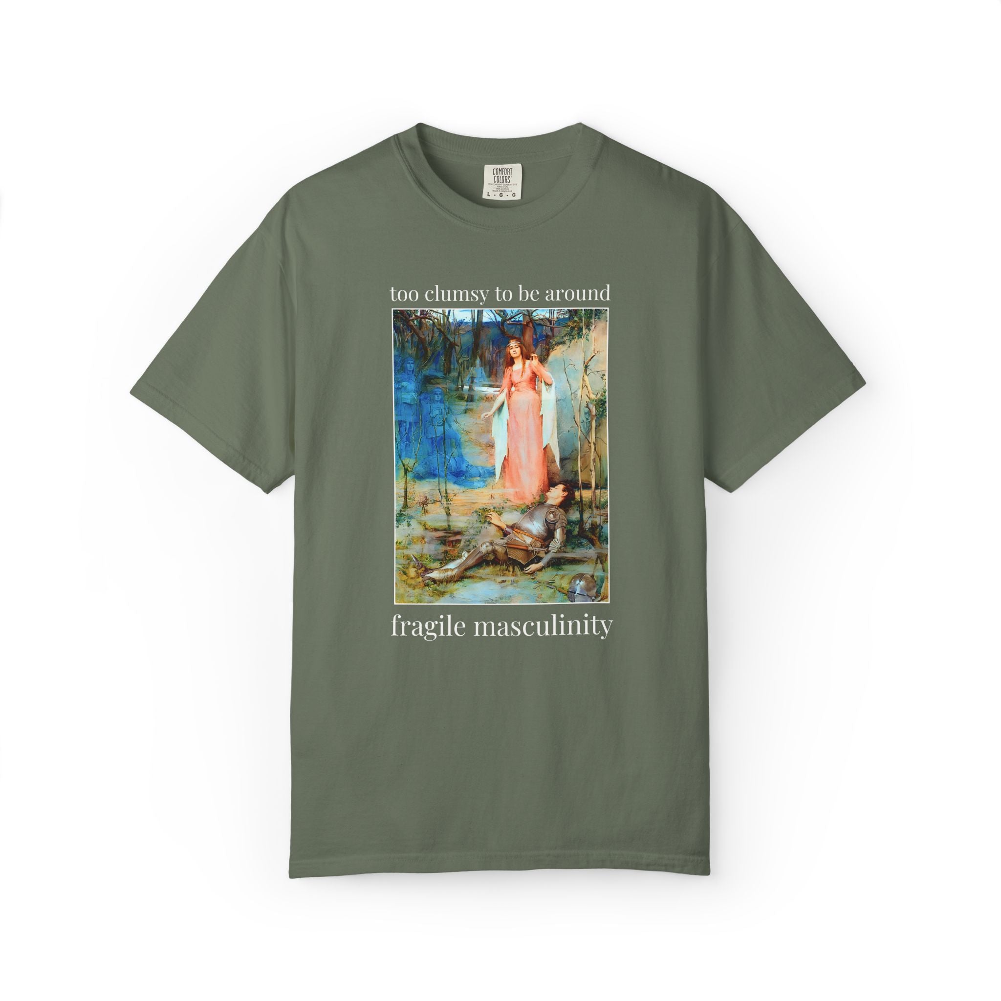 Too Clumsy to Be Around Fragile Masculinity Art History Tee Shirt: La Belle Dame Sans Merci by Henry Meynell Rheam, Feminist Art History Tee