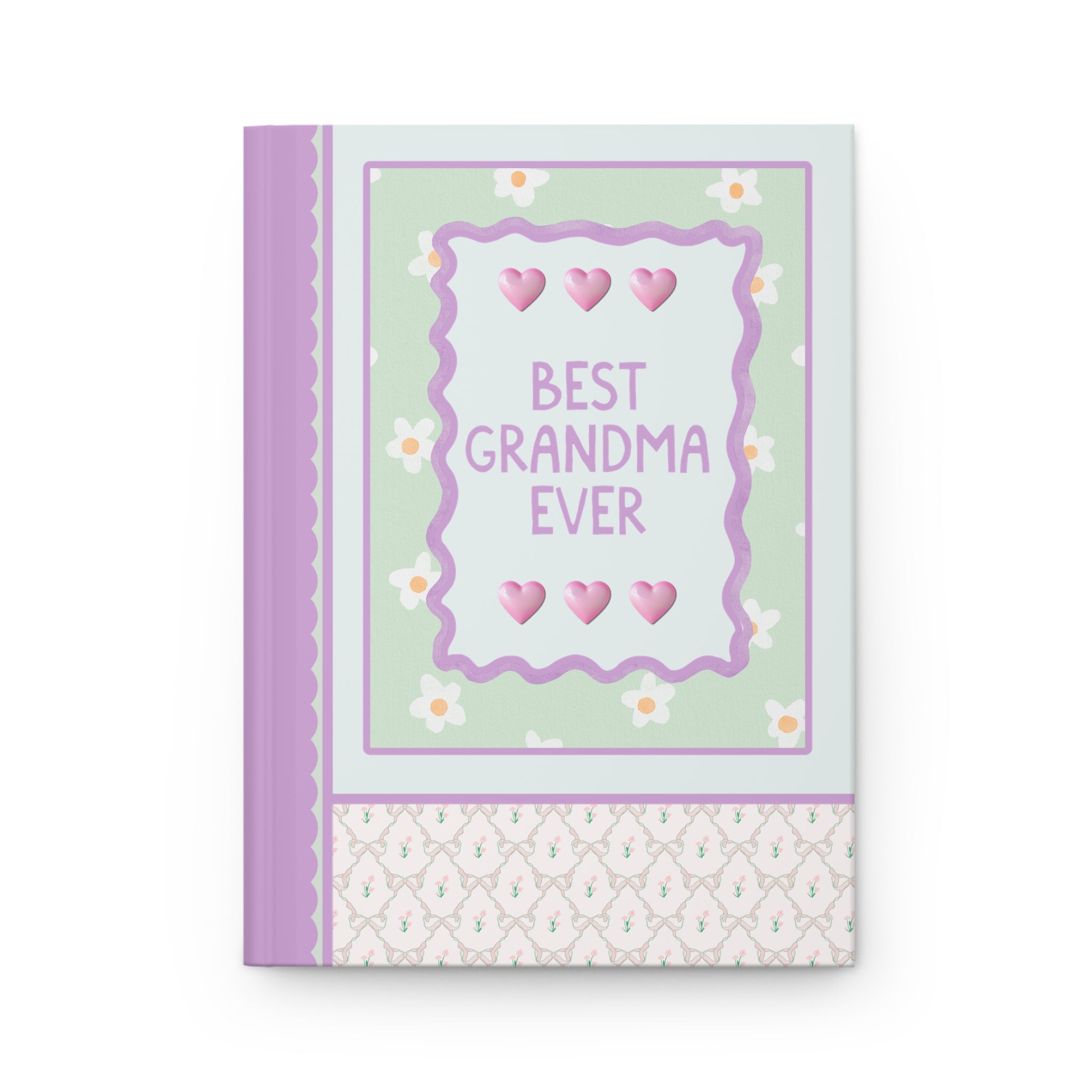 Best Grandma Ever Hardcover Notebook | Pastel 90s Aesthetic Journal with Hearts, Gift from Grandson or Daughter, Notebook for Grandma