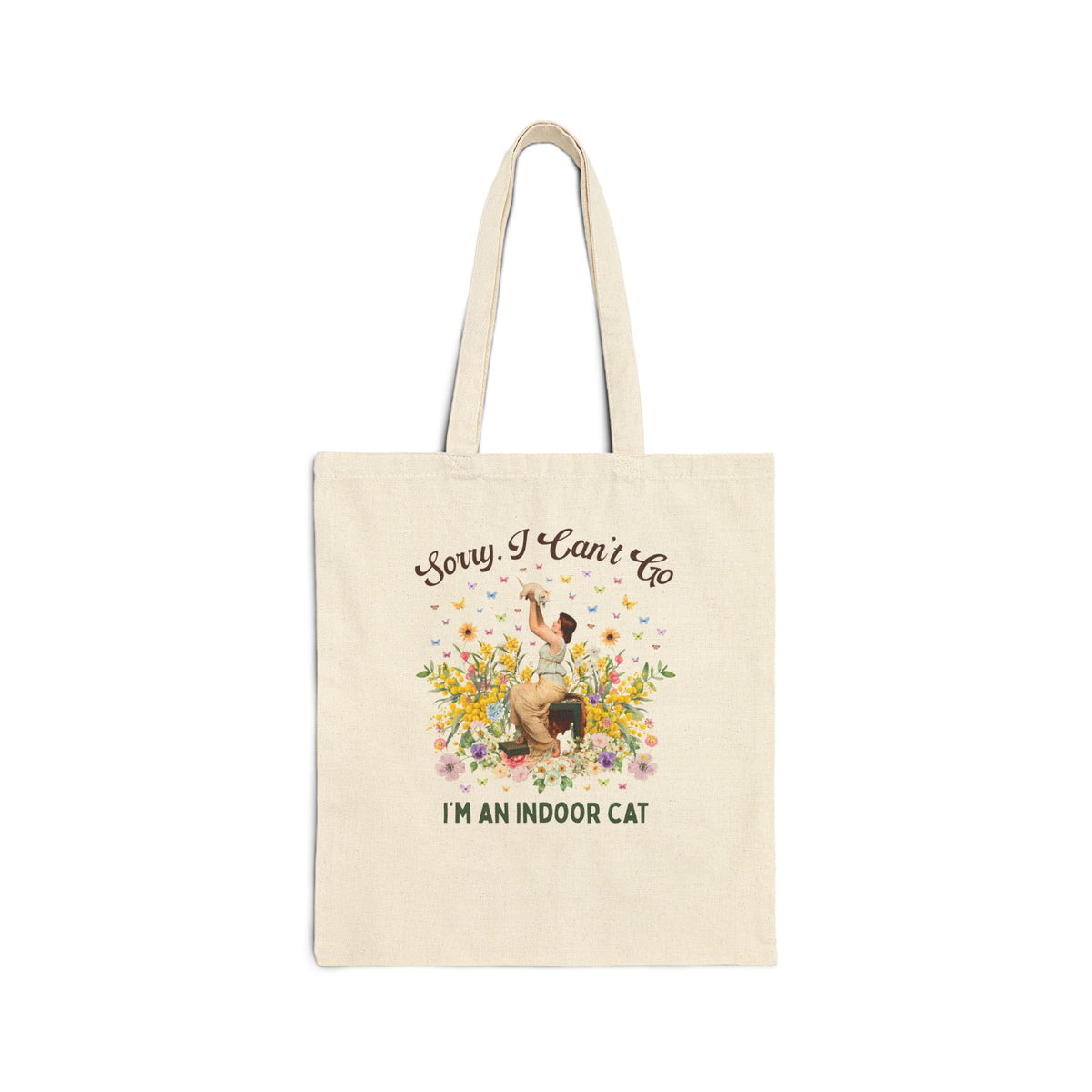 Sorry I Can't Go, I'm an Indoor Cat: Silly Art History Buff Tote Bag for Art Historian or Introverted Cat Mom or Cat Dad