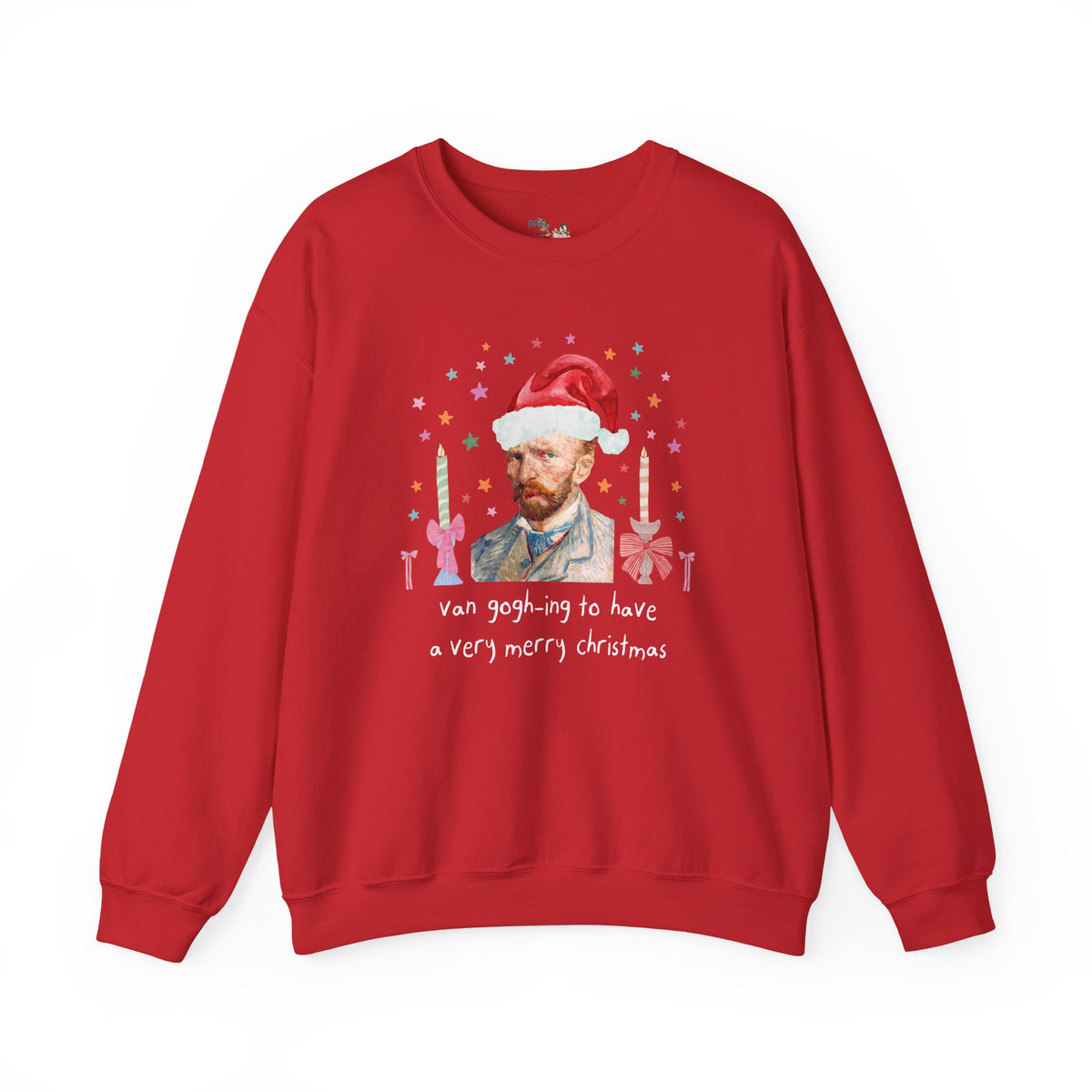 Christmas Art History Buff Sweatshirt with Vincent Van Gogh: Van Gogh-ing to Have a Very Merry Christmas, Silly Famous Painting Xmas Crewneck