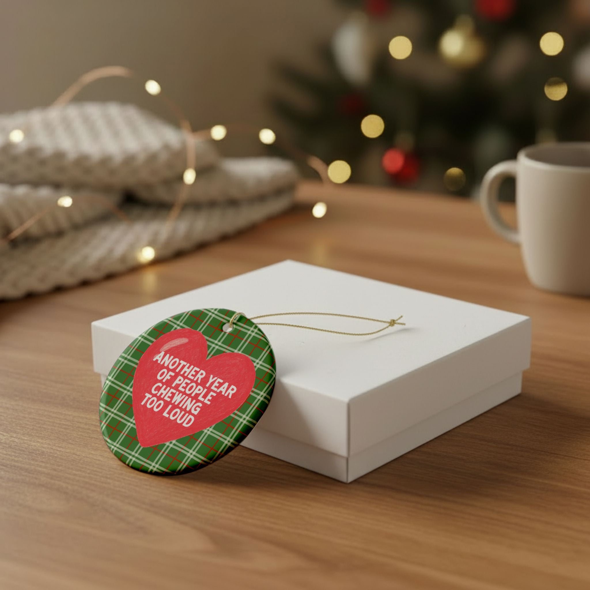 Funny Misophania Chewing Disorder Holiday Ornament: Another Year of People Chewing Too Loud Nostalgic Ornament for Spouse