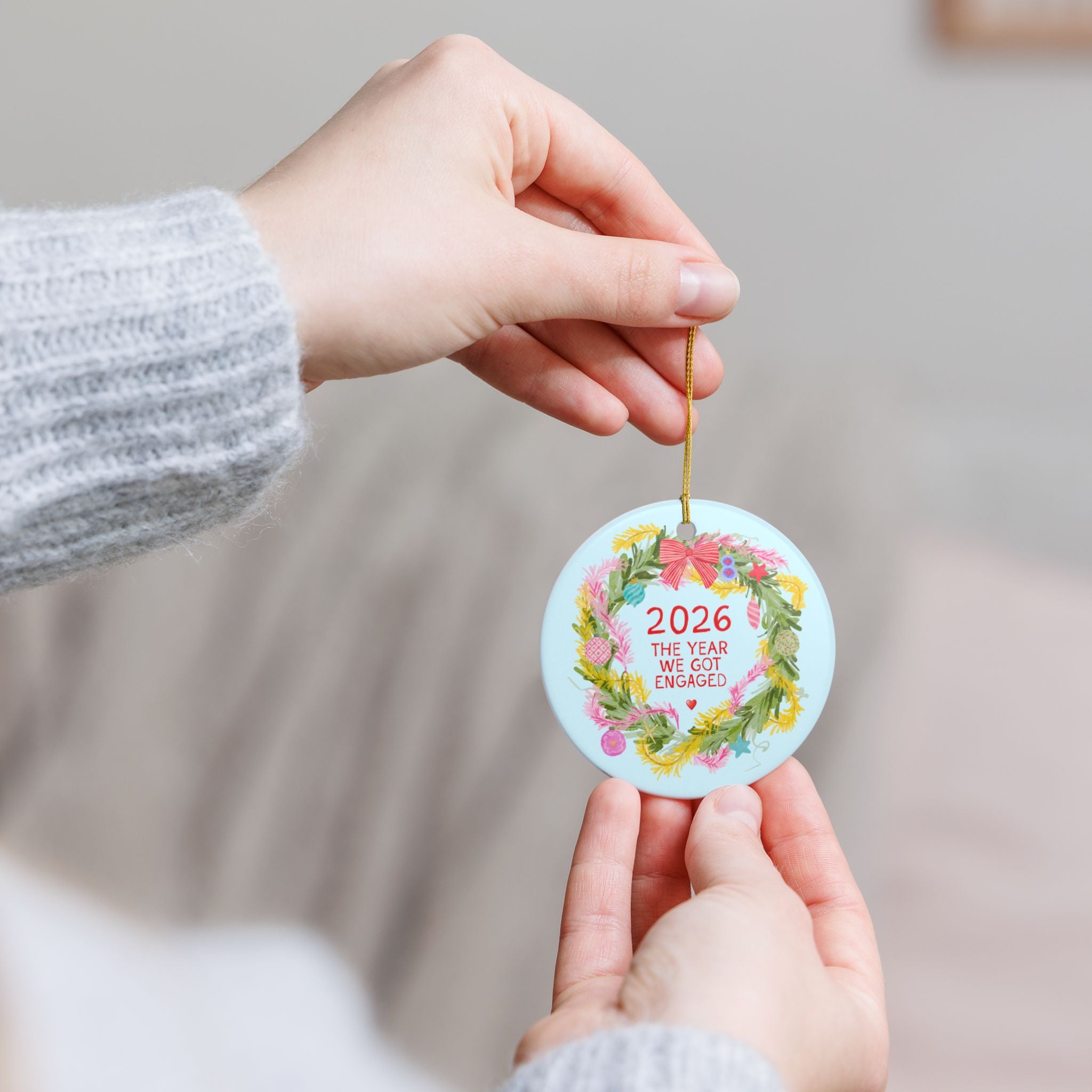 2026 The Year We Got Engaged Ornament: Cute Engagement Gift for Newly Engaged Couple or Bride and Groom, Nostalgic Engagement Xmas Gift
