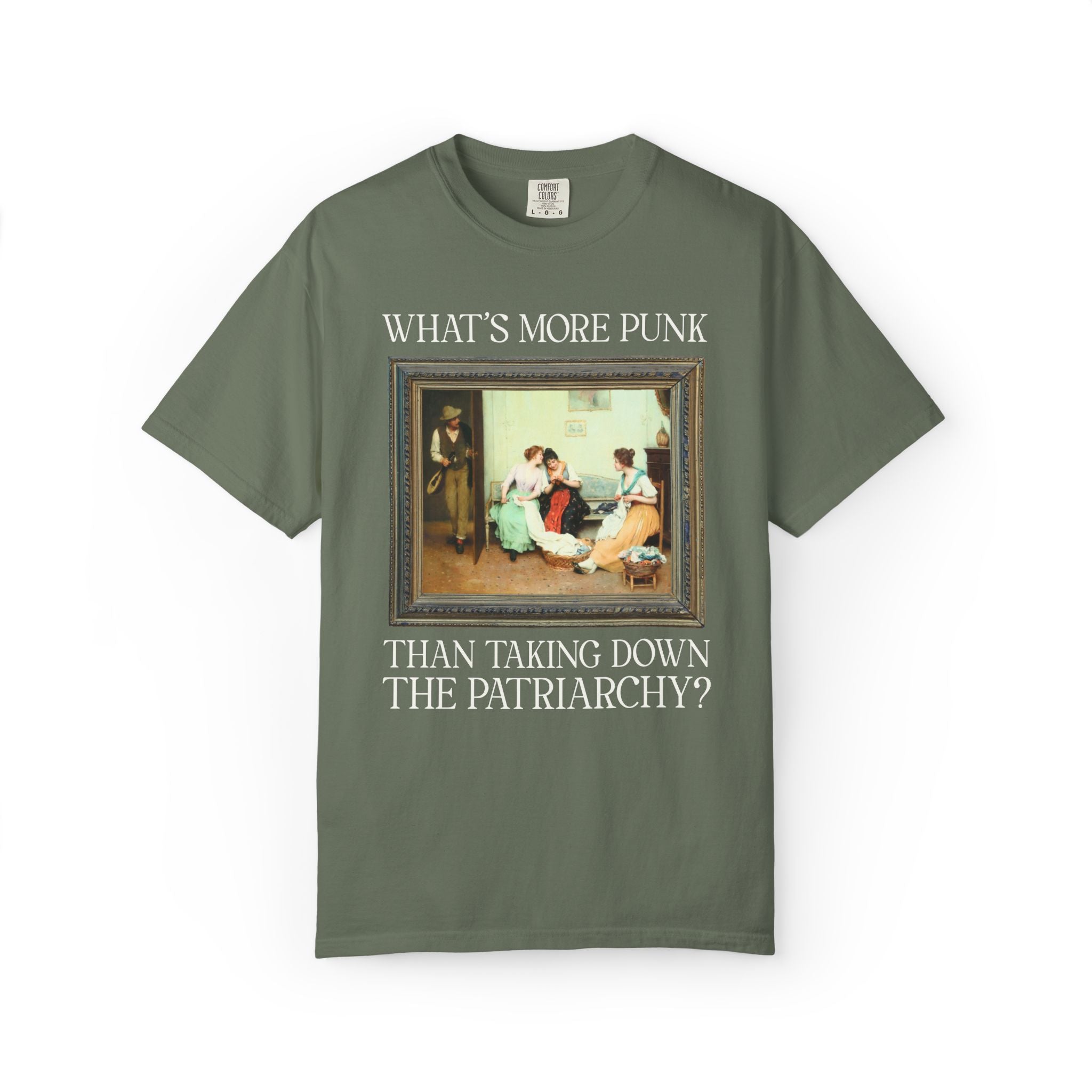 Funny Women's Rights Tee Shirt for Feminist: What's More Punk Thank Taking Down the Patriarchy | Silly Art History or Museum Lover T-Shirt