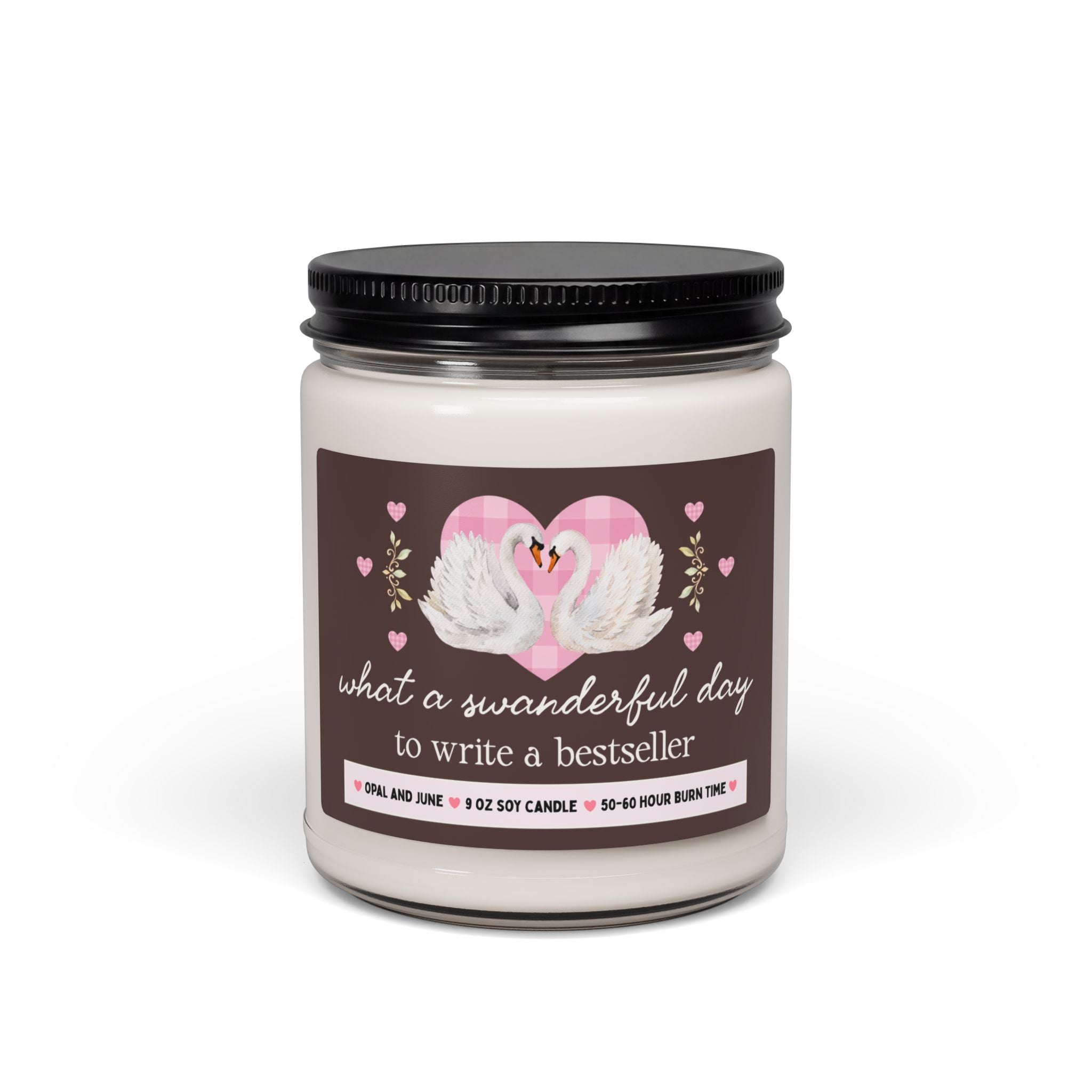Book Author Gift, Candle with Swans: What a Swanderful Day to Write a Bestseller, 9 Oz Candle for Romance Writer, Literary Fiction Writer