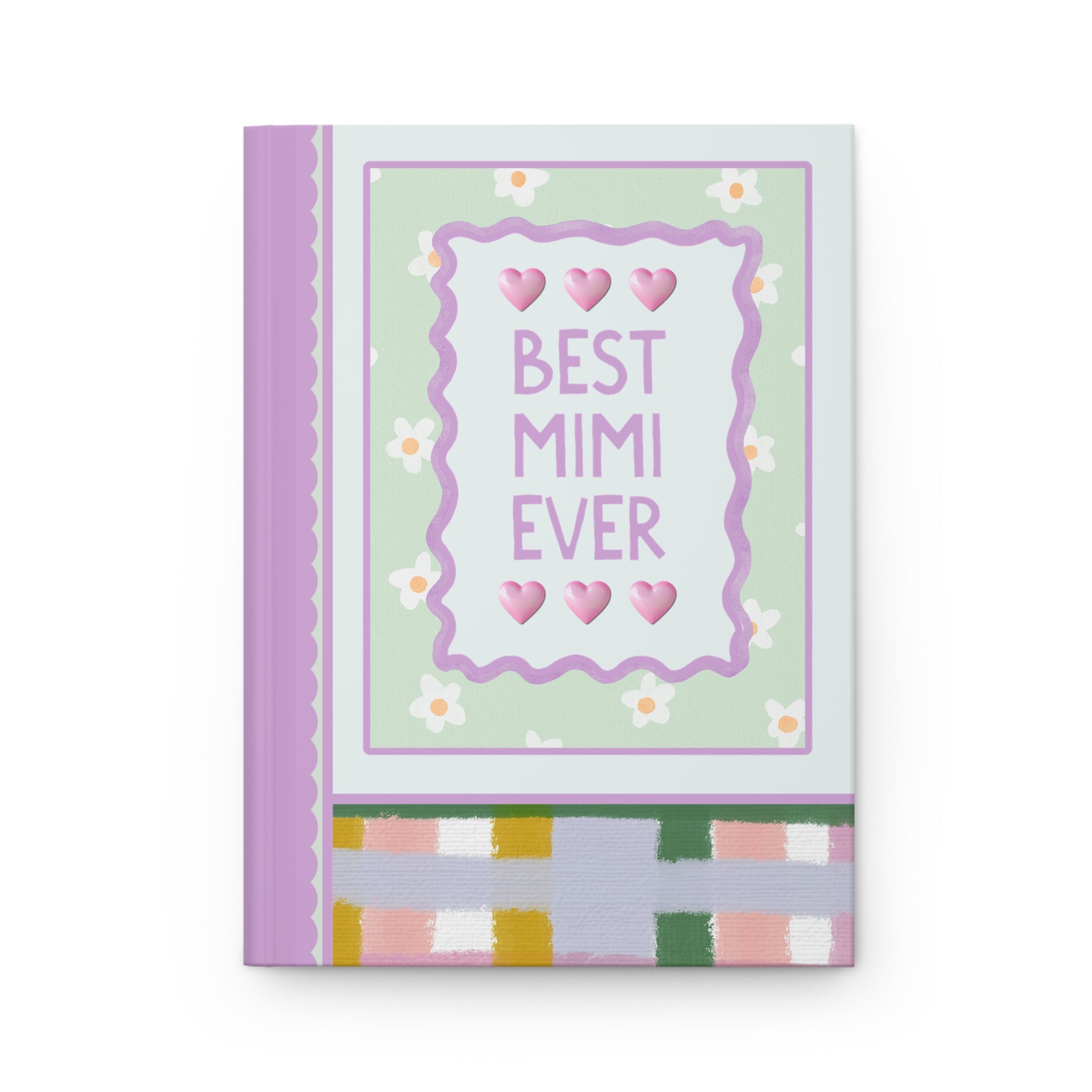 Best Mimi Ever Hardcover Notebook | Pastel 90s Aesthetic Journal with Hearts, Gift from Grandson or Daughter, Notebook for Grandma