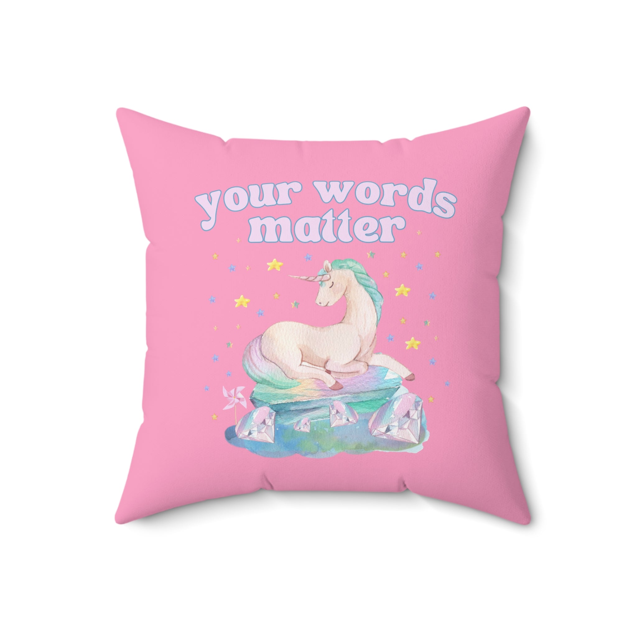 Speech Therapist Gift with Whimsical Unicorn: Your Words Matter, Creative Dreamcore Pillow with Stars, Whimsigoth Speech Therapy Class Decor
